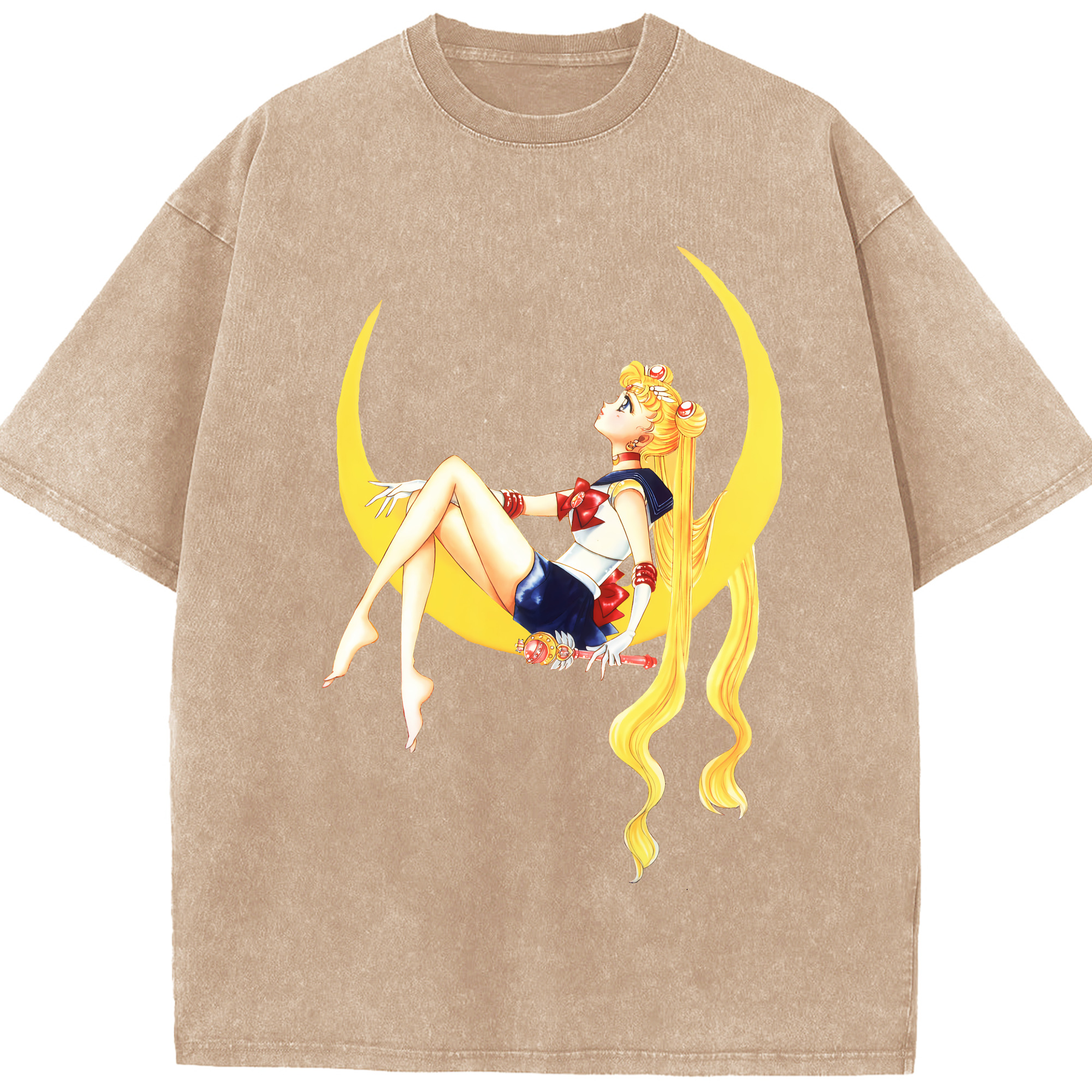（画像用） 美少女戦士セーラームーン 月野 うさぎ つきの うさぎ Sailor Moon Tsukino Usagi 綿100% ヴィンテージ風 半袖Tシャツ（フロントプリント）