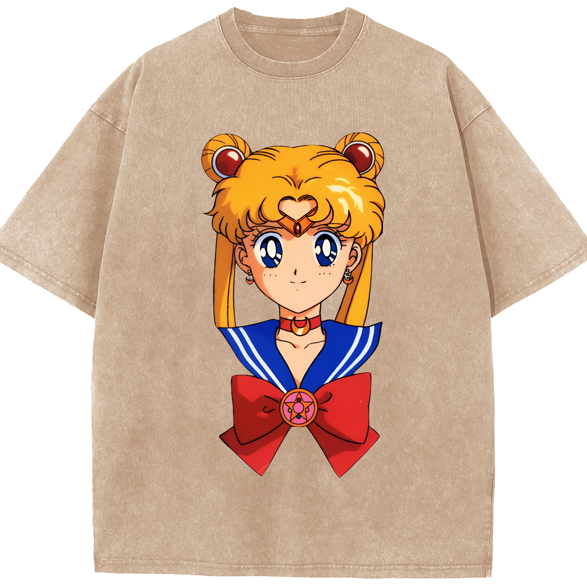 （画像用） 美少女戦士セーラームーン 月野 うさぎ つきの うさぎ Sailor Moon Tsukino Usagi 綿100% ヴィンテージ風 半袖Tシャツ（フロントプリント）
