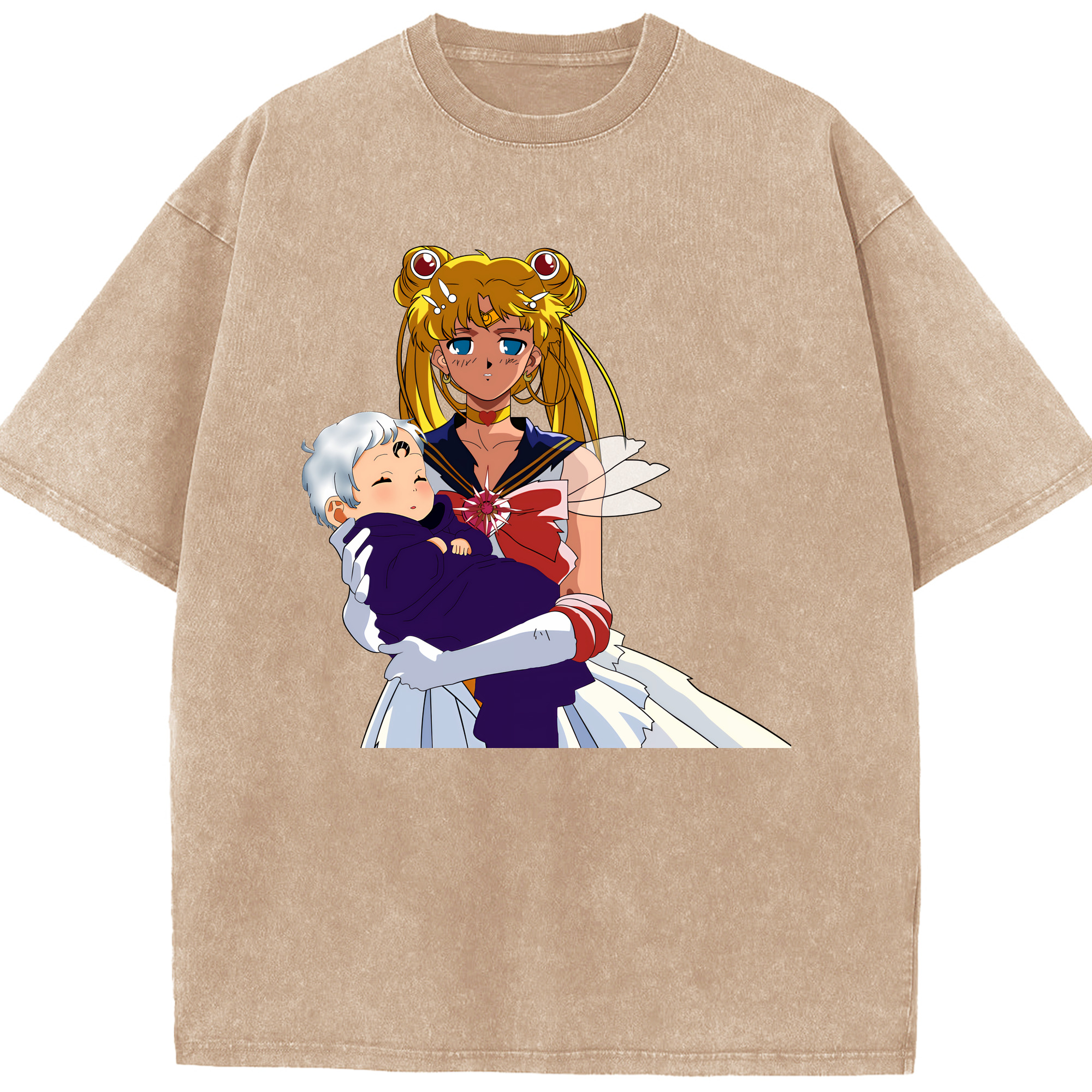 （画像用） 美少女戦士セーラームーン 月野 うさぎ つきの うさぎ Sailor Moon Tsukino Usagi 綿100% ヴィンテージ風 半袖Tシャツ（フロントプリント）