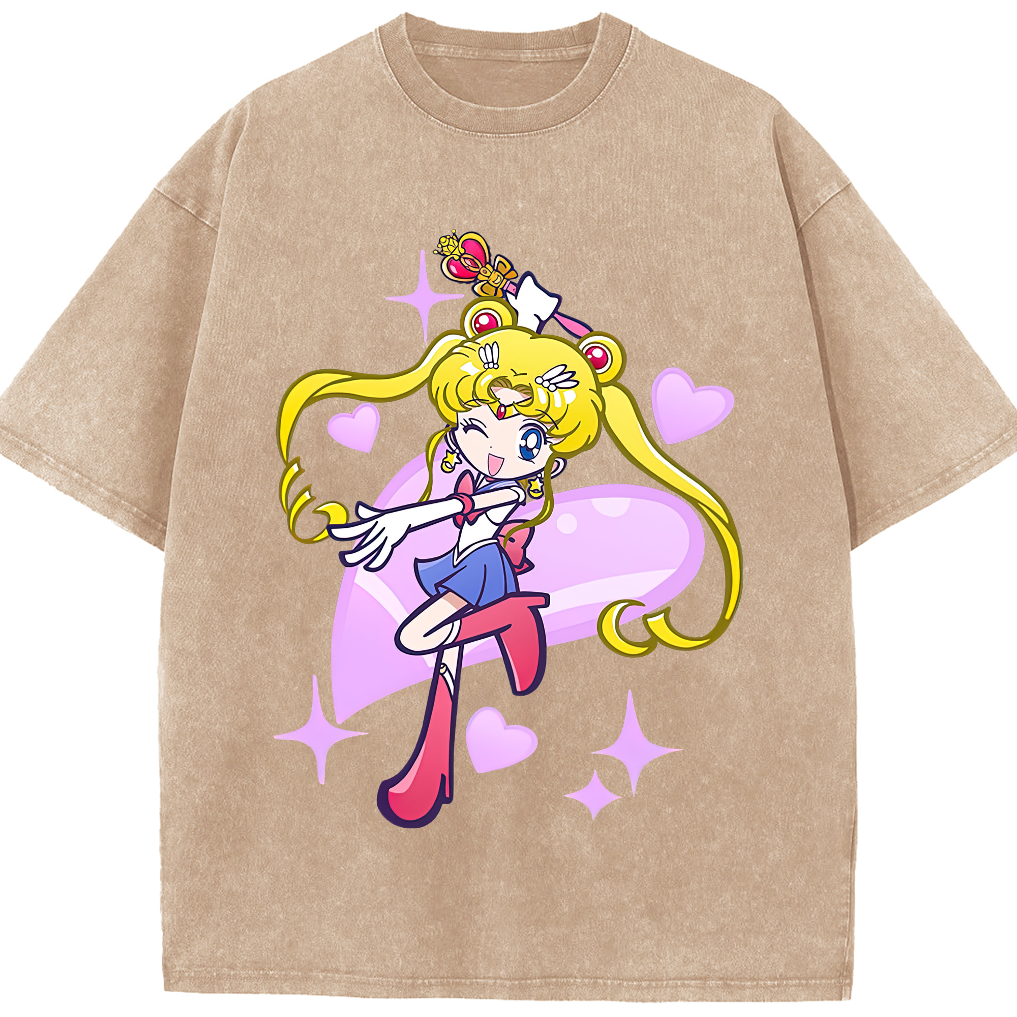 （画像用） 美少女戦士セーラームーン 月野 うさぎ つきの うさぎ Sailor Moon Tsukino Usagi 綿100% ヴィンテージ風 半袖Tシャツ（フロントプリント）