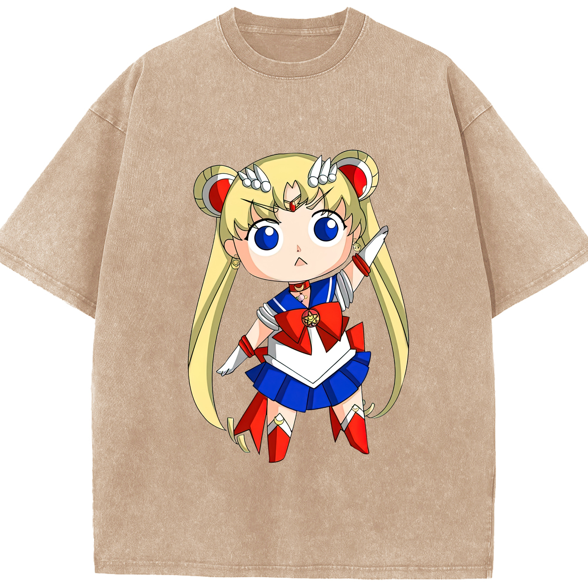 （画像用） 美少女戦士セーラームーン 月野 うさぎ つきの うさぎ Sailor Moon Tsukino Usagi 綿100% ヴィンテージ風 半袖Tシャツ（フロントプリント）