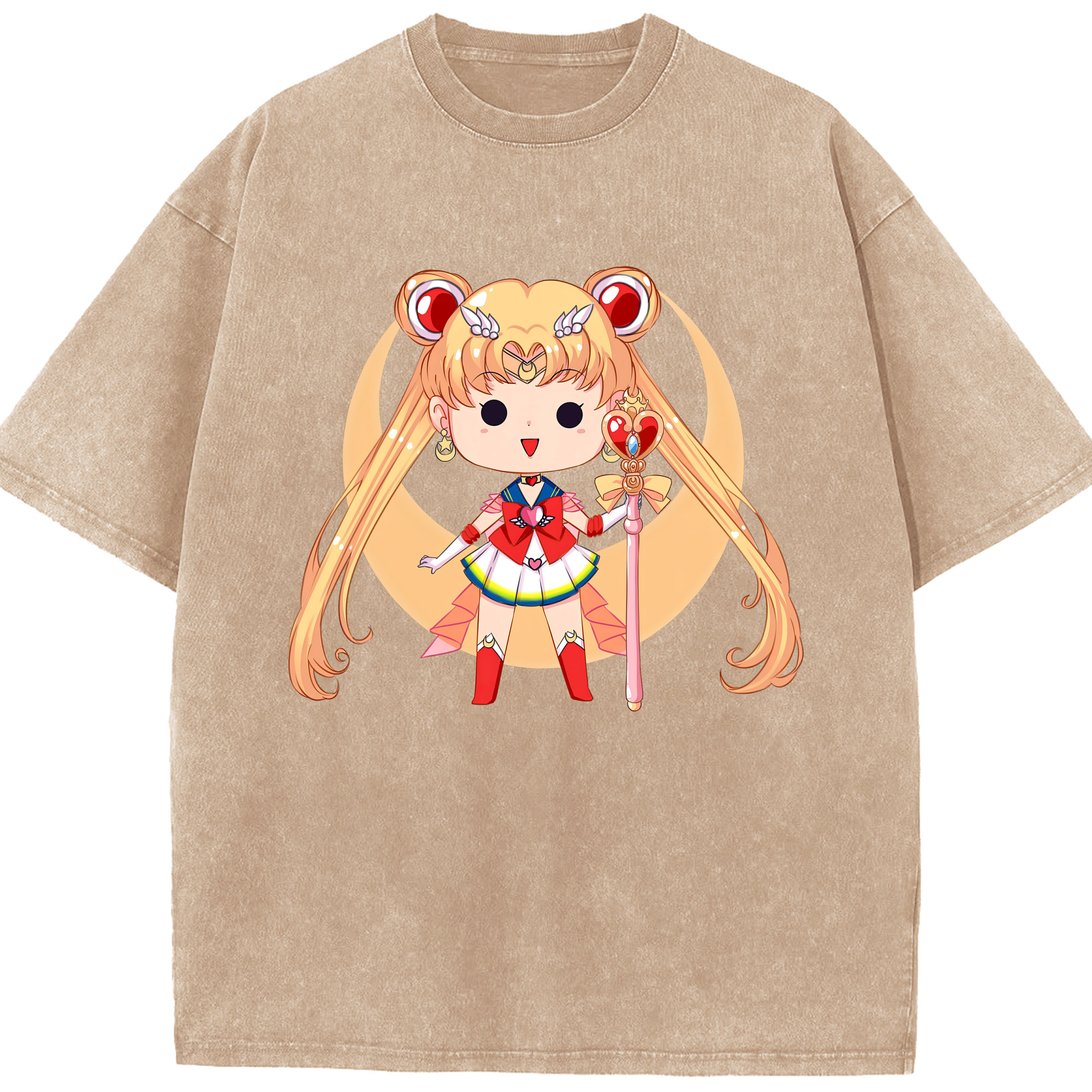 （画像用） 美少女戦士セーラームーン 月野 うさぎ つきの うさぎ Sailor Moon Tsukino Usagi 綿100% ヴィンテージ風 半袖Tシャツ（フロントプリント）
