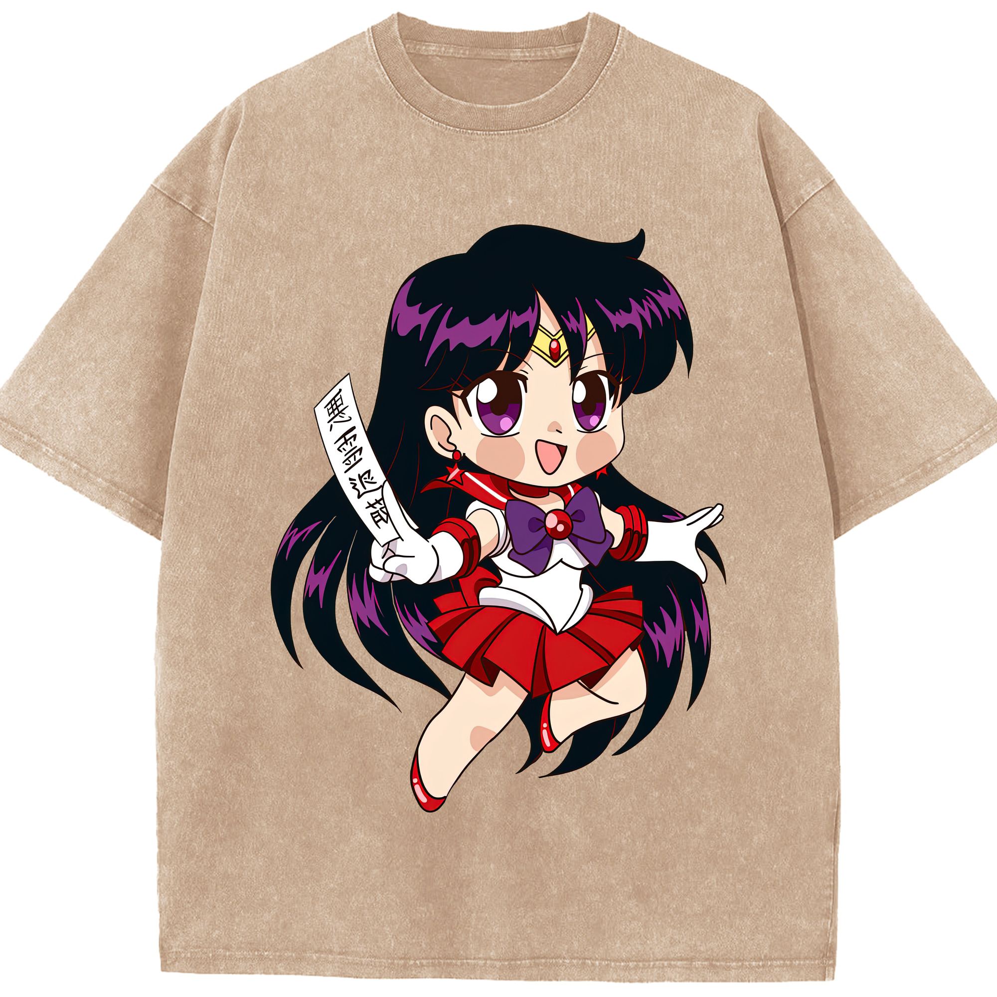 （画像用） 美少女戦士セーラームーン 火野レイ ひの レイ Sailor Moon Hino Rei （セーラーマーズ,Sailor Mars） 綿100% ヴィンテージ風 半袖Tシャツ（フロントプリント）