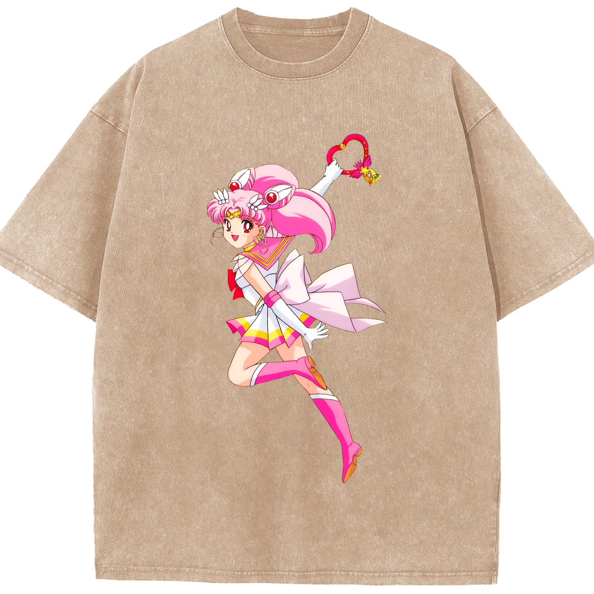 （画像用） 美少女戦士セーラームーン ちびうさ Sailor Moon Chibiusa Tsukino Usagi Small Lady Serenity 綿100% ヴィンテージ風 半袖Tシャツ（フロントプリント）