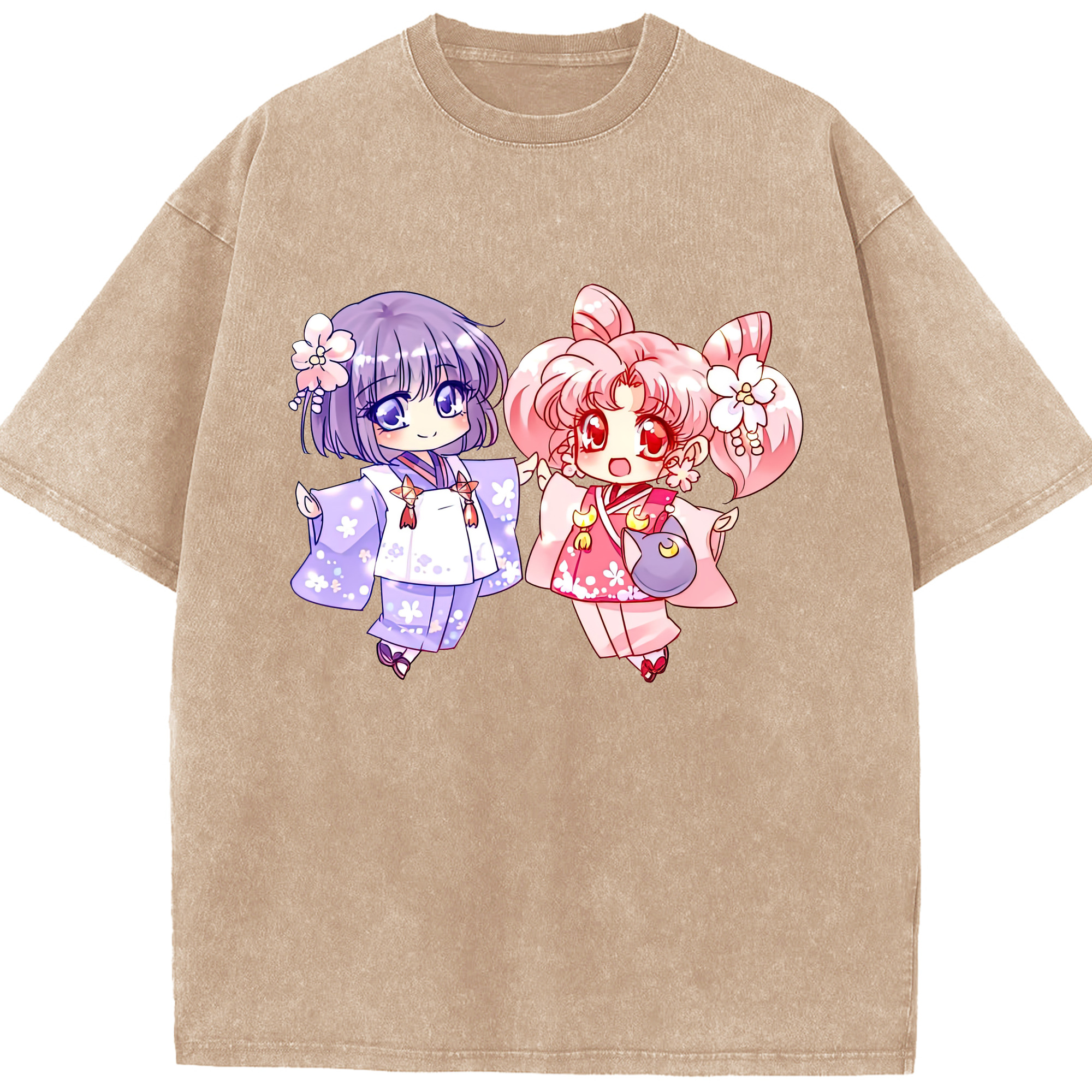 （画像用） 美少女戦士セーラームーン ちびうさ Sailor Moon Chibiusa Tsukino Usagi Small Lady Serenity 綿100% ヴィンテージ風 半袖Tシャツ（フロントプリント）