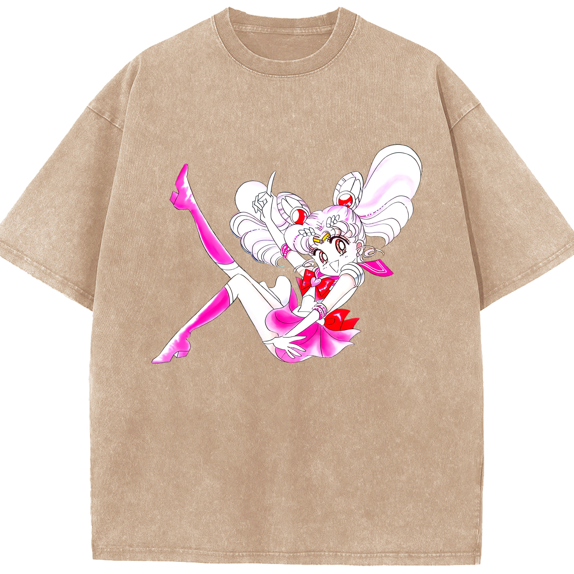 （画像用） 美少女戦士セーラームーン ちびうさ Sailor Moon Chibiusa Tsukino Usagi Small Lady Serenity 綿100% ヴィンテージ風 半袖Tシャツ（フロントプリント）