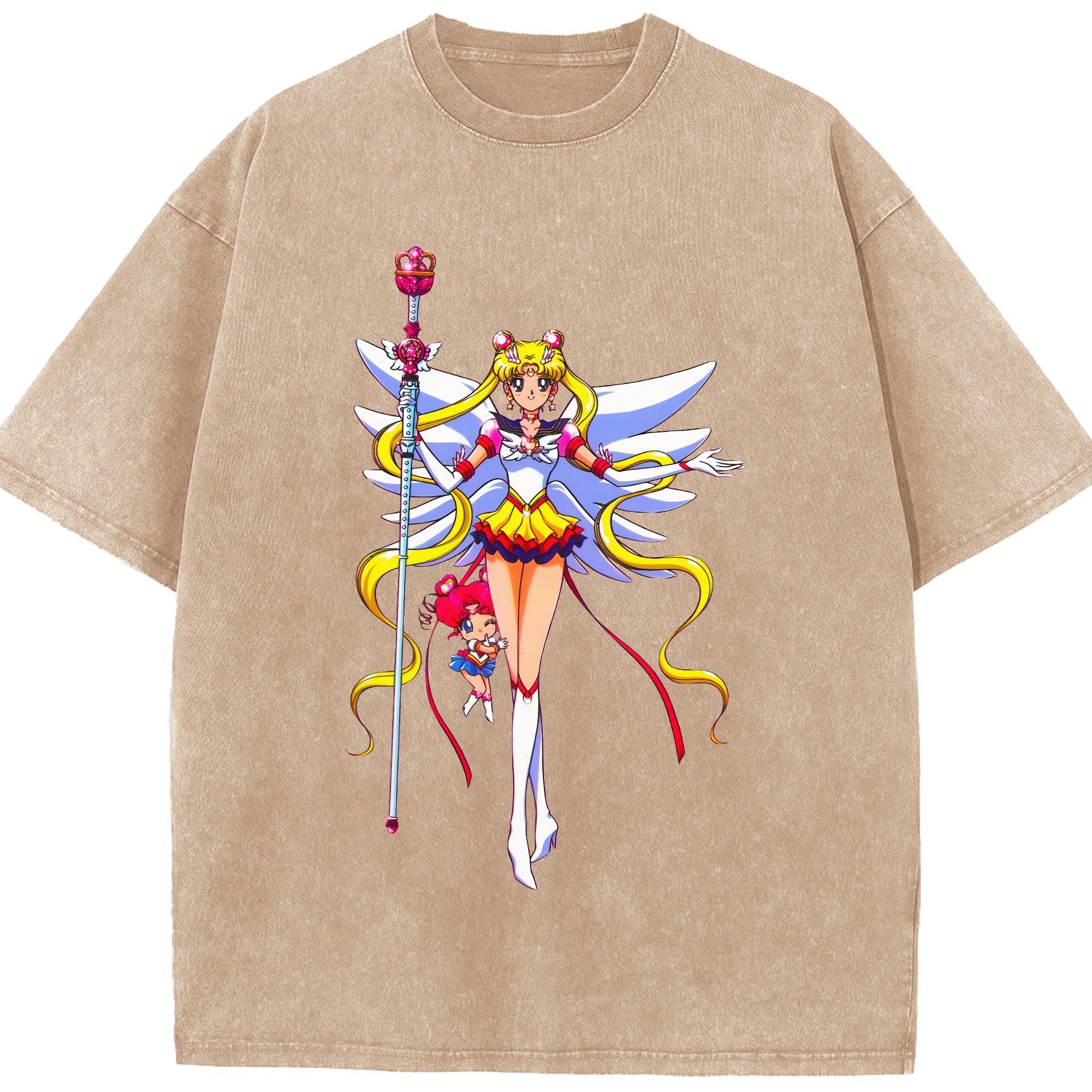 （画像用） 美少女戦士セーラームーン 月野 うさぎ つきの うさぎ Sailor Moon Tsukino Usagi 綿100% ヴィンテージ風 半袖Tシャツ（フロントプリント）