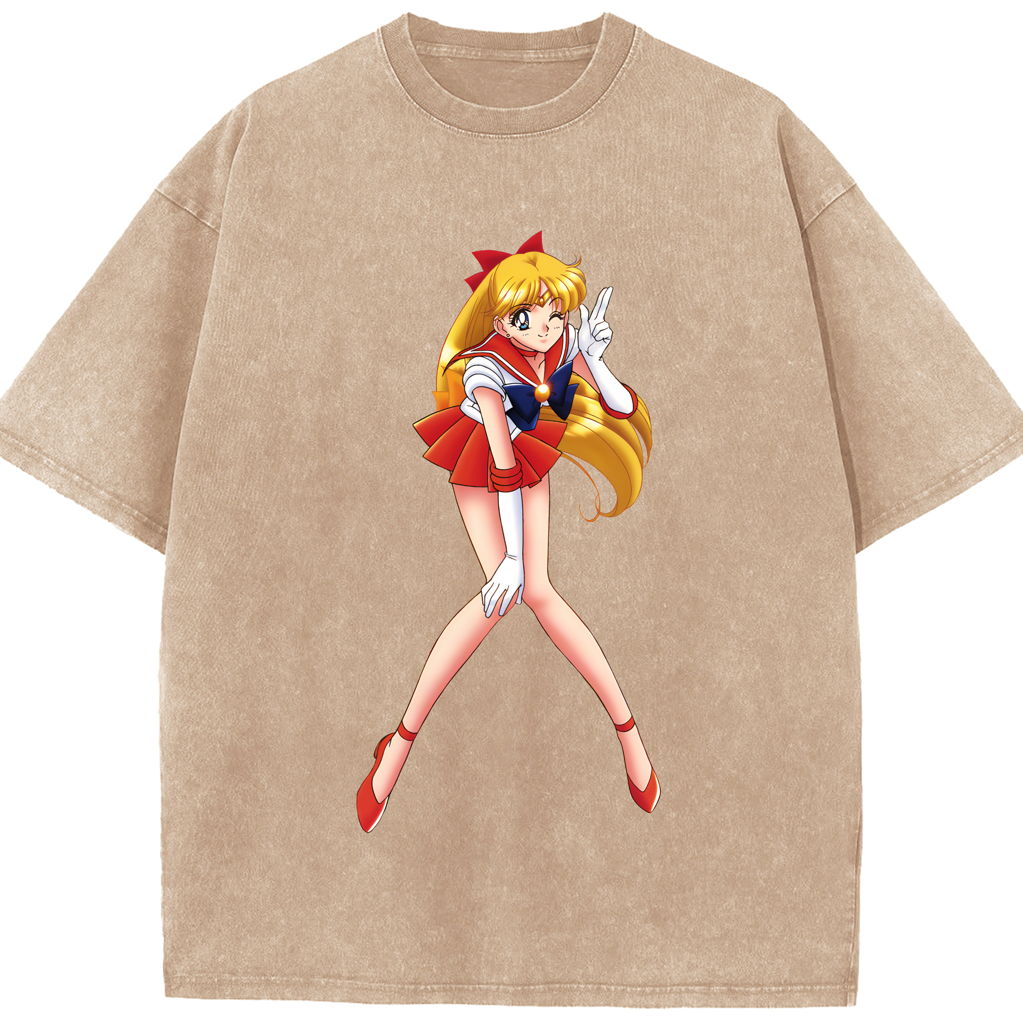 （画像用） 美少女戦士セーラームーン 愛野 美奈子 あいの みなこ Sailor Moon Aino Minako 綿100% ヴィンテージ風 半袖Tシャツ（フロントプリント）