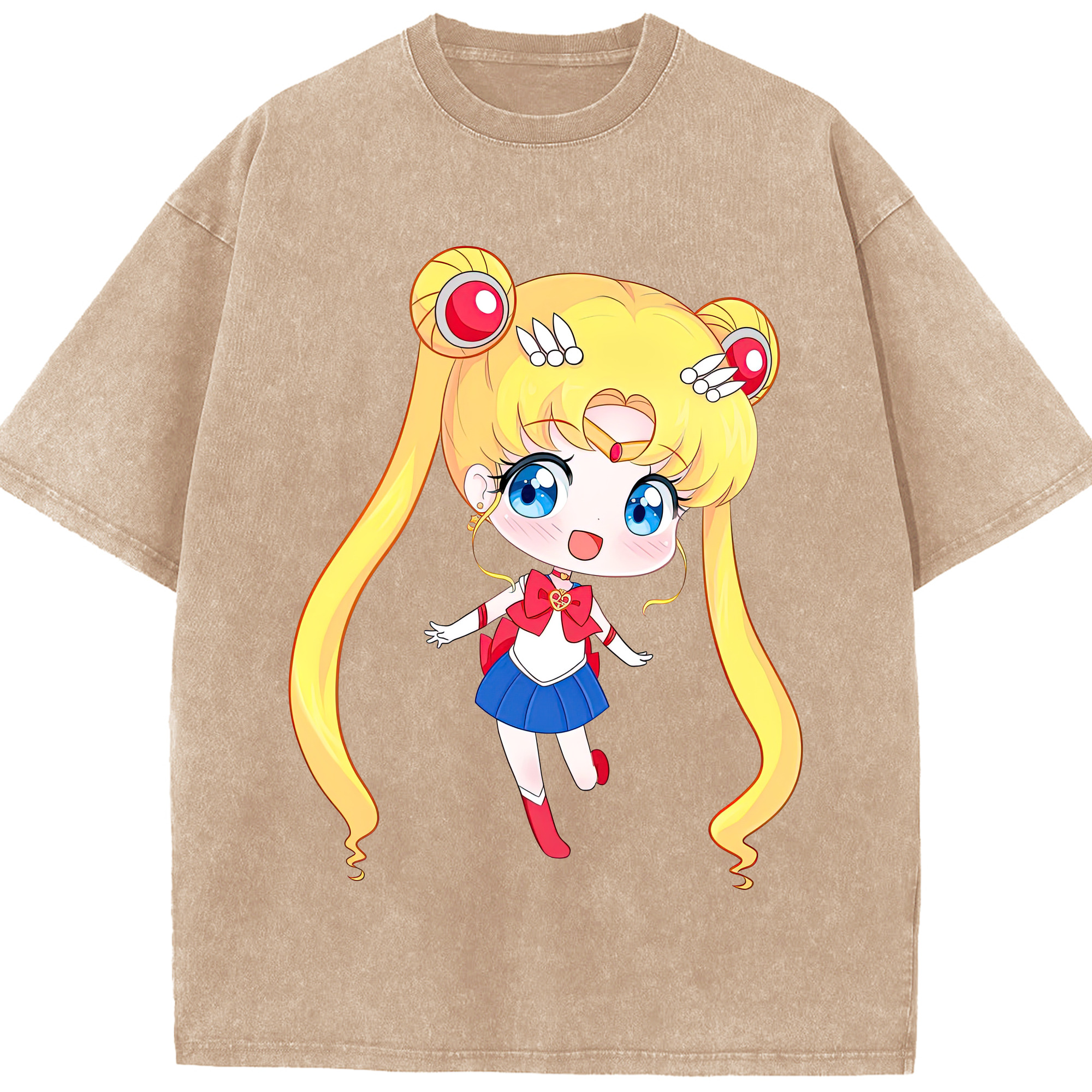 （画像用） 美少女戦士セーラームーン 月野 うさぎ つきの うさぎ Sailor Moon Tsukino Usagi 綿100% ヴィンテージ風 半袖Tシャツ（フロントプリント）
