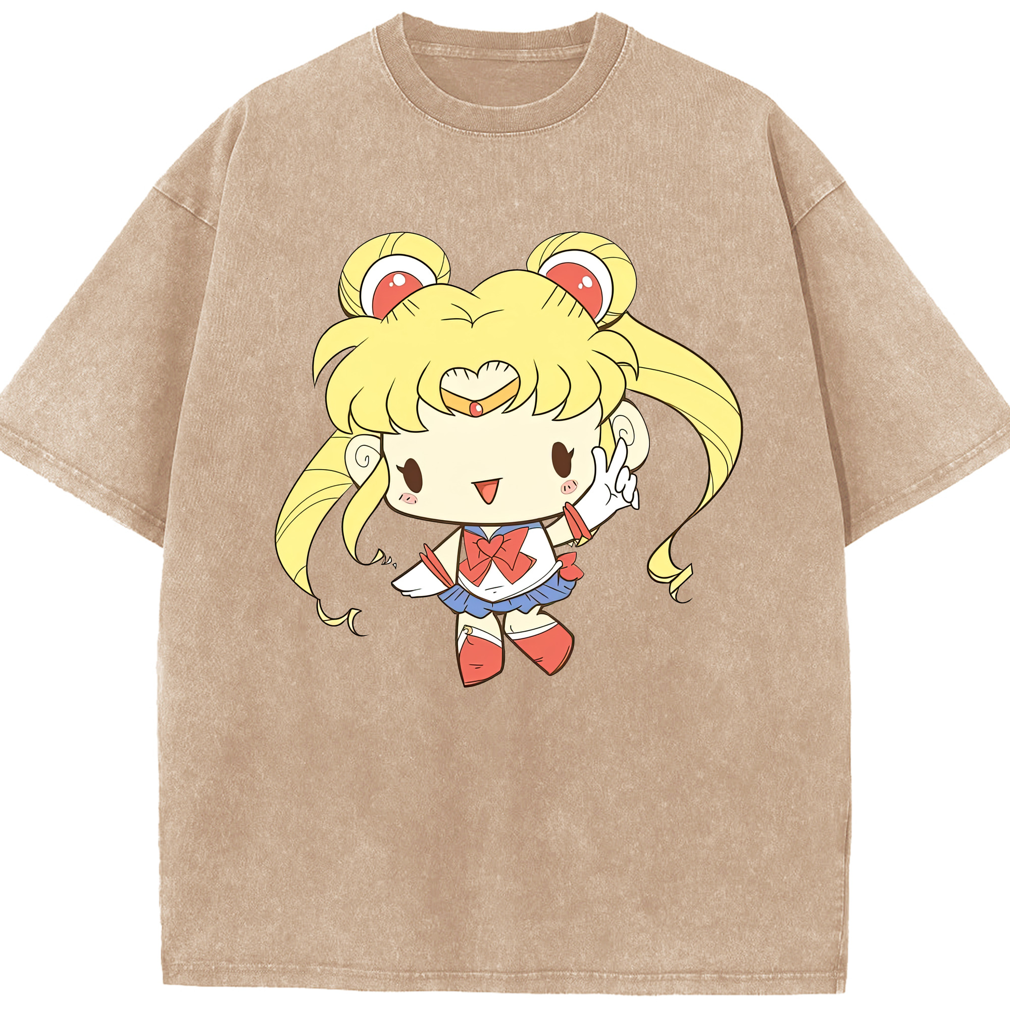 （画像用） 美少女戦士セーラームーン 月野 うさぎ つきの うさぎ Sailor Moon Tsukino Usagi 綿100% ヴィンテージ風 半袖Tシャツ（フロントプリント）