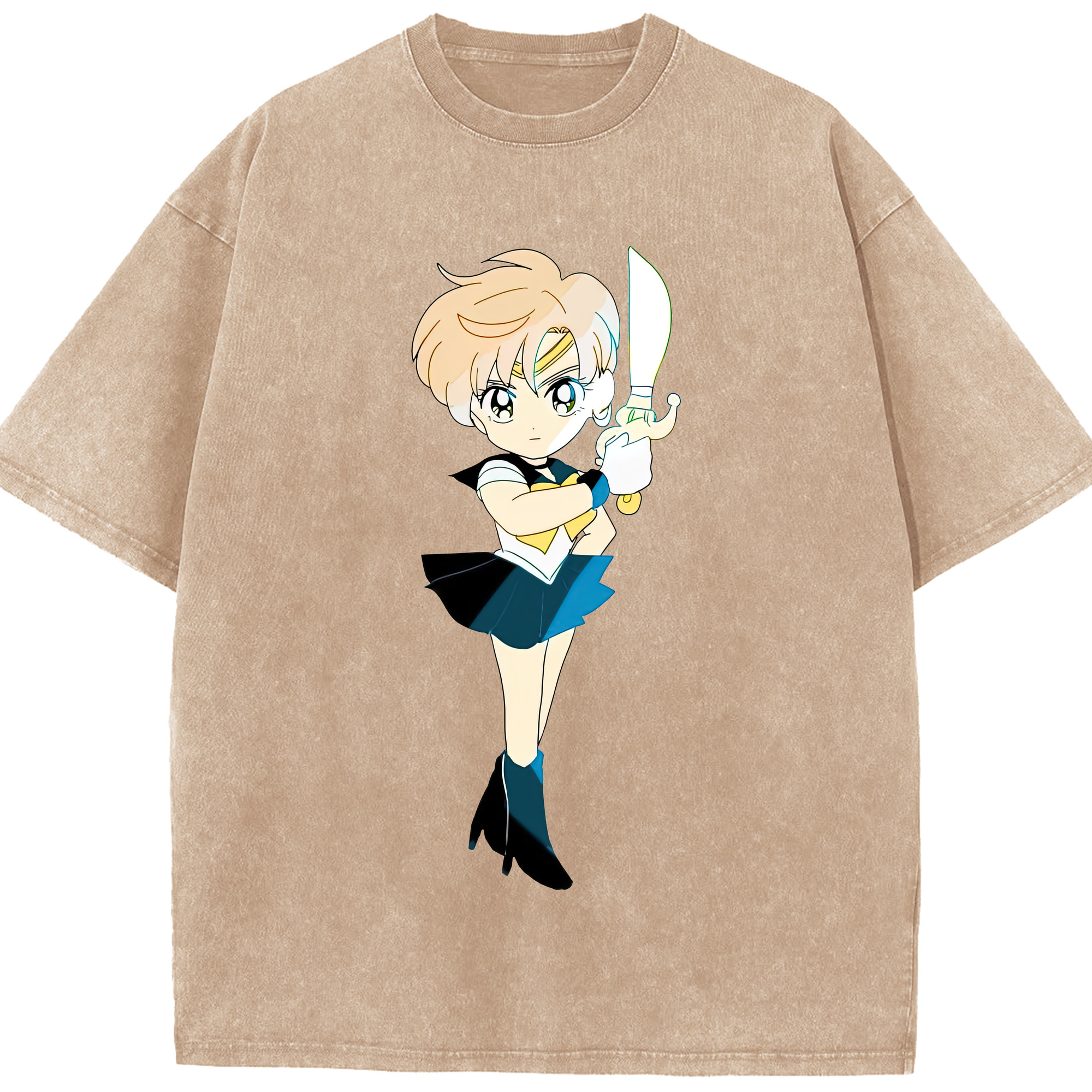 （画像用） 美少女戦士セーラームーン 天王はるか Sailor Moon Tenoh Haruka 綿100% ヴィンテージ風 半袖Tシャツ（フロントプリント）