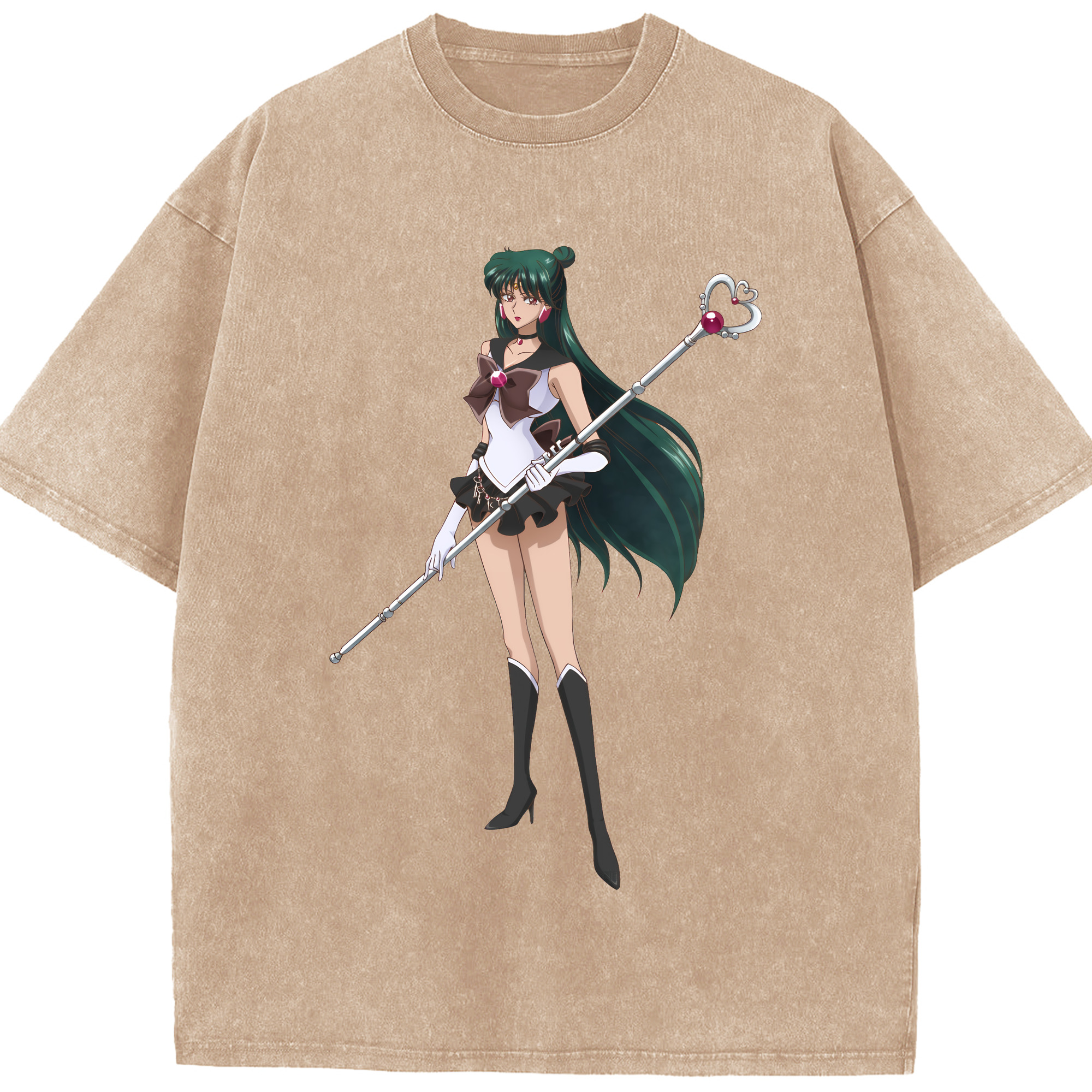 （画像用） 美少女戦士セーラームーン 冥王せつな Sailor Moon Meiou Setsuna 綿100% ヴィンテージ風 半袖Tシャツ（フロントプリント）