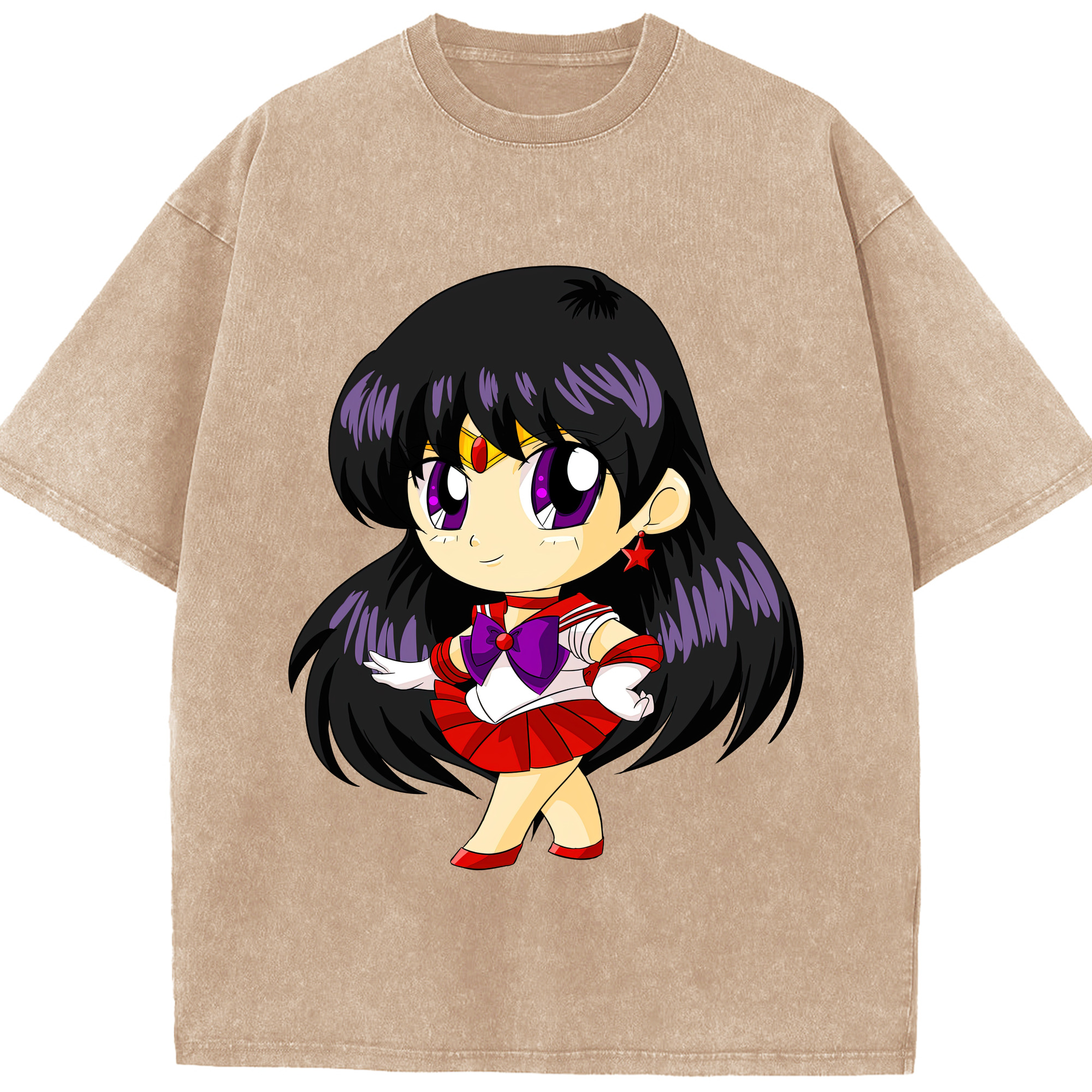 （画像用） 美少女戦士セーラームーン 火野レイ ひの レイ Sailor Moon Hino Rei （セーラーマーズ,Sailor Mars） 綿100% ヴィンテージ風 半袖Tシャツ（フロントプリント）