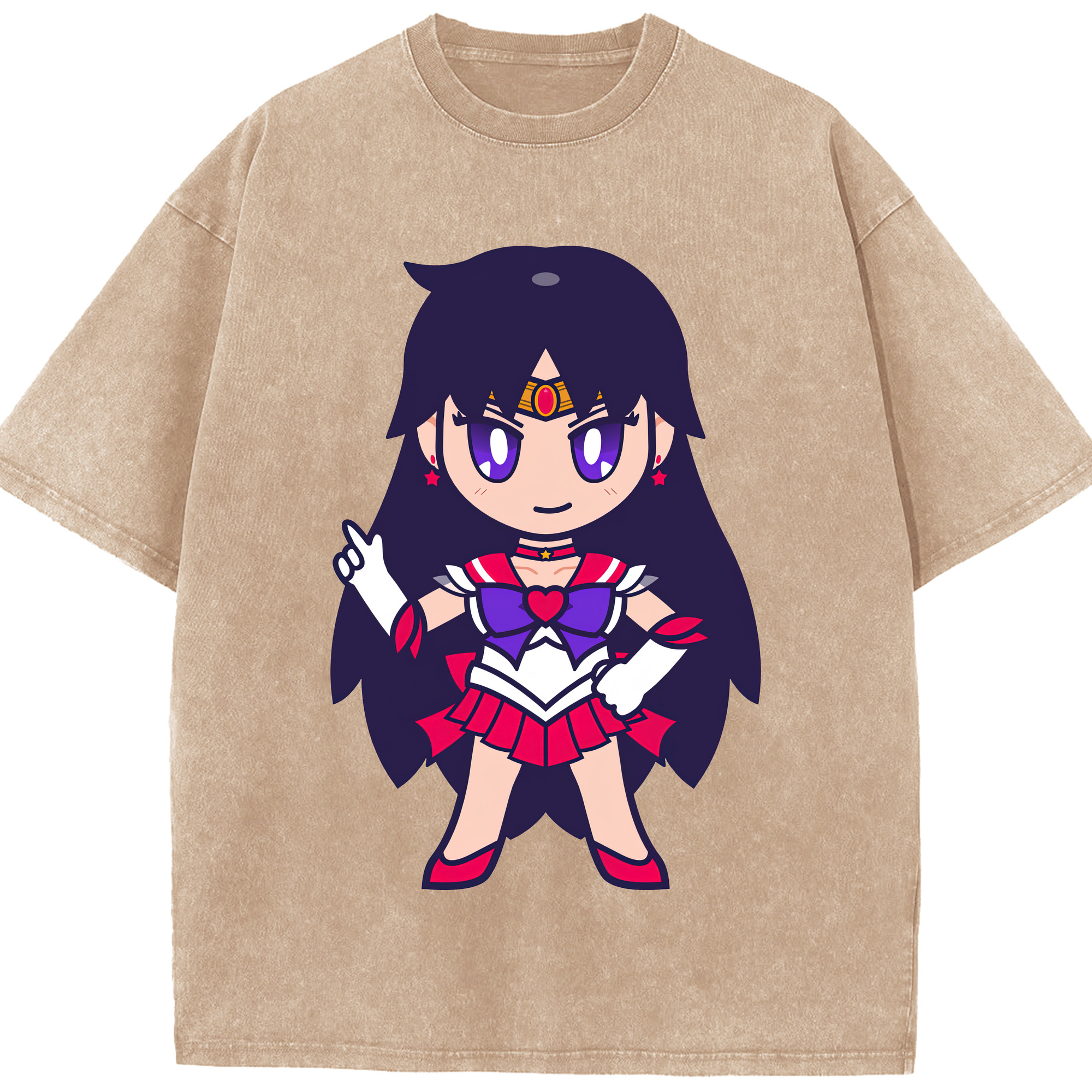 （画像用） 美少女戦士セーラームーン 火野レイ ひの レイ Sailor Moon Hino Rei （セーラーマーズ,Sailor Mars） 綿100% ヴィンテージ風 半袖Tシャツ（フロントプリント）
