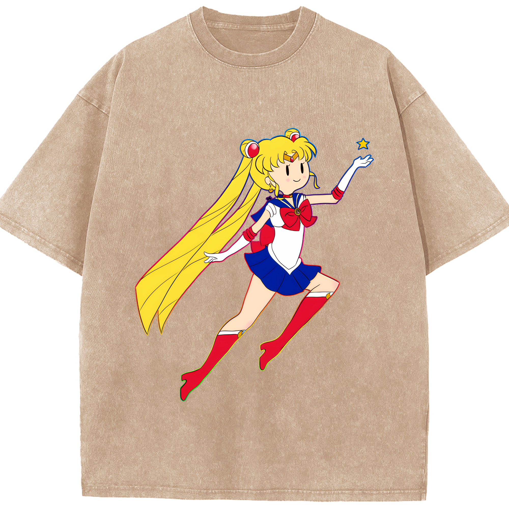 （画像用） 美少女戦士セーラームーン 月野 うさぎ つきの うさぎ Sailor Moon Tsukino Usagi 綿100% ヴィンテージ風 半袖Tシャツ（フロントプリント）