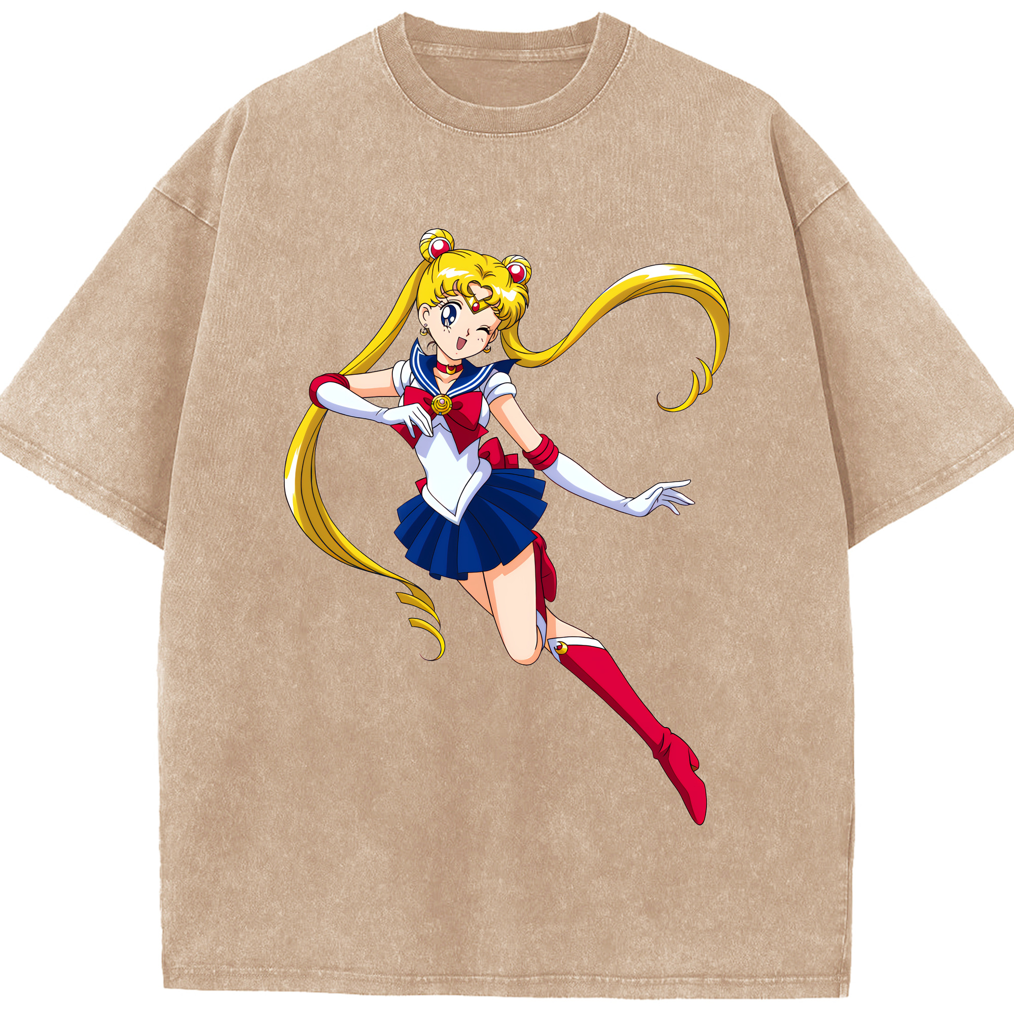 （画像用） 美少女戦士セーラームーン 月野 うさぎ つきの うさぎ Sailor Moon Tsukino Usagi 綿100% ヴィンテージ風 半袖Tシャツ（フロントプリント）