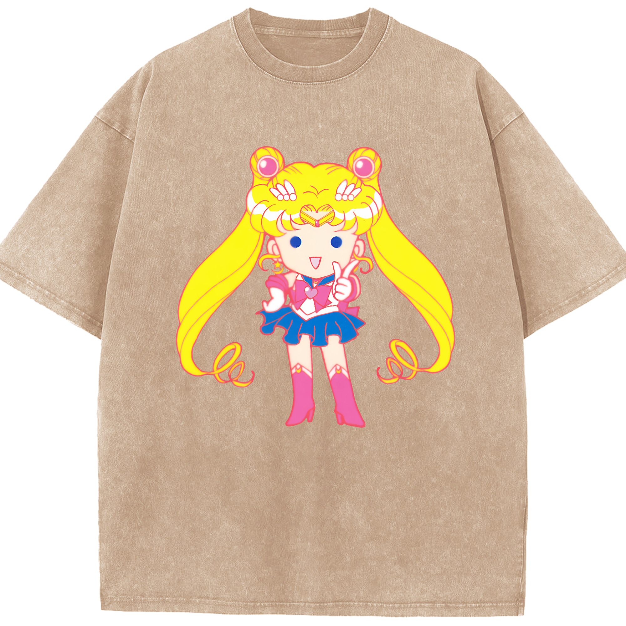 （画像用） 美少女戦士セーラームーン 月野 うさぎ つきの うさぎ Sailor Moon Tsukino Usagi 綿100% ヴィンテージ風 半袖Tシャツ（フロントプリント）