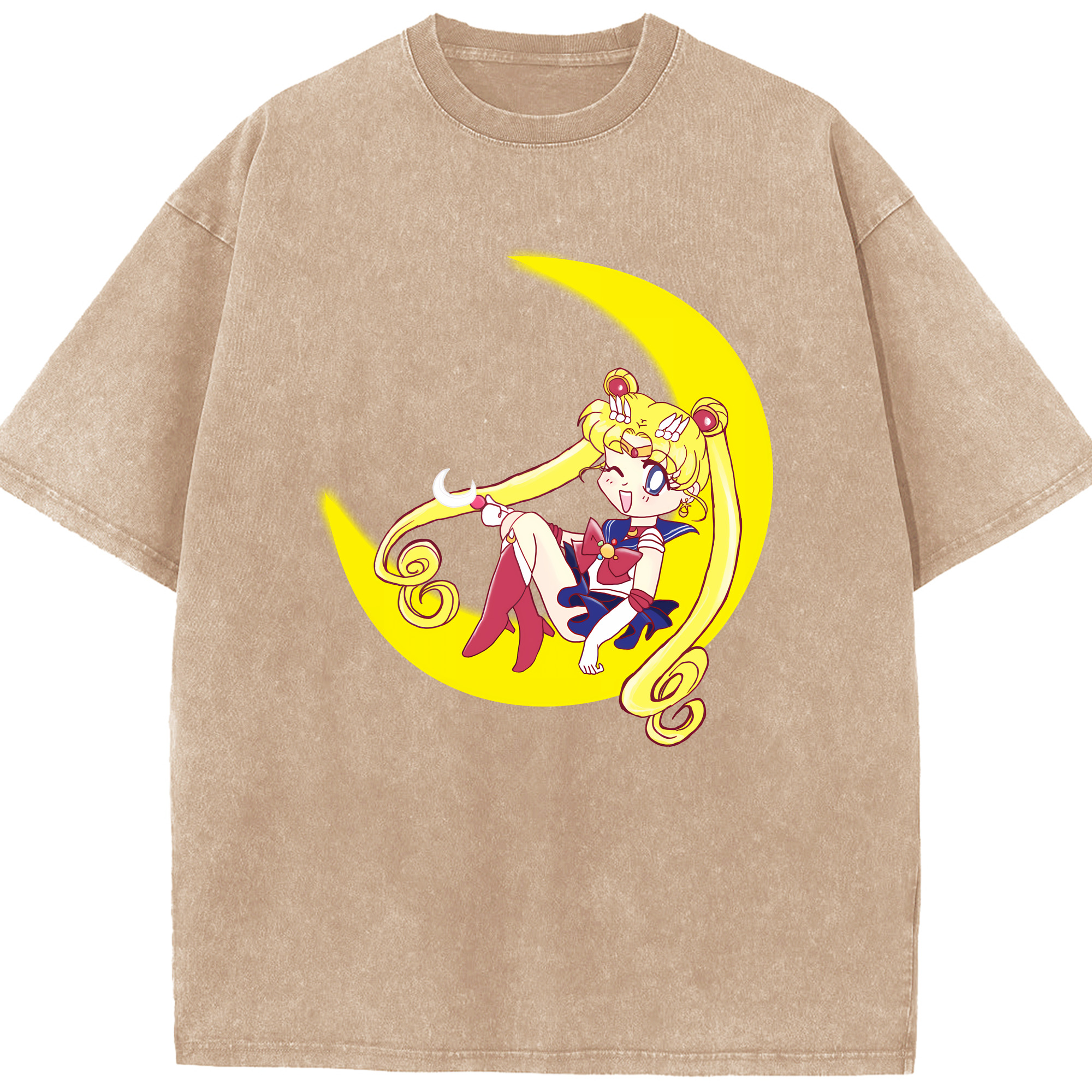 （画像用） 美少女戦士セーラームーン 月野 うさぎ つきの うさぎ Sailor Moon Tsukino Usagi 綿100% ヴィンテージ風 半袖Tシャツ（フロントプリント）