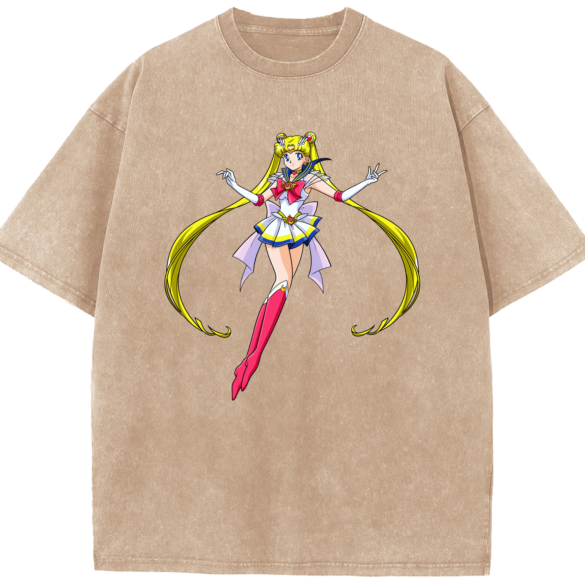 （画像用） 美少女戦士セーラームーン 月野 うさぎ つきの うさぎ Sailor Moon Tsukino Usagi 綿100% ヴィンテージ風 半袖Tシャツ（フロントプリント）