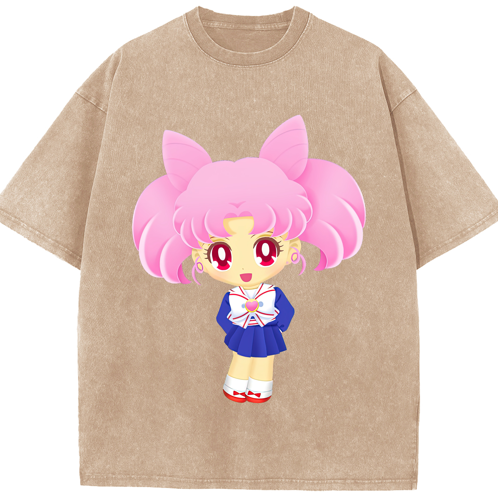 （画像用） 美少女戦士セーラームーン ちびうさ Sailor Moon Chibiusa Tsukino Usagi Small Lady Serenity 綿100% ヴィンテージ風 半袖Tシャツ（フロントプリント）