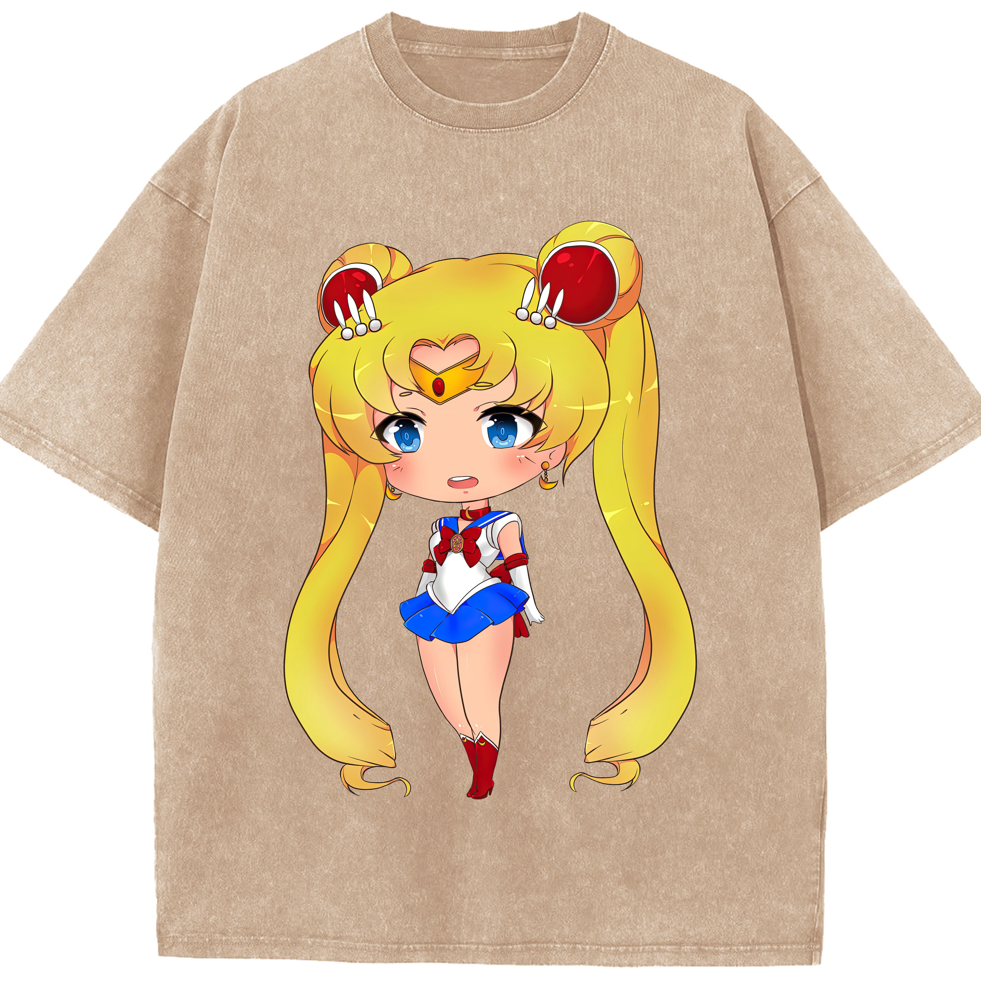（画像用） 美少女戦士セーラームーン 月野 うさぎ つきの うさぎ Sailor Moon Tsukino Usagi 綿100% ヴィンテージ風 半袖Tシャツ（フロントプリント）