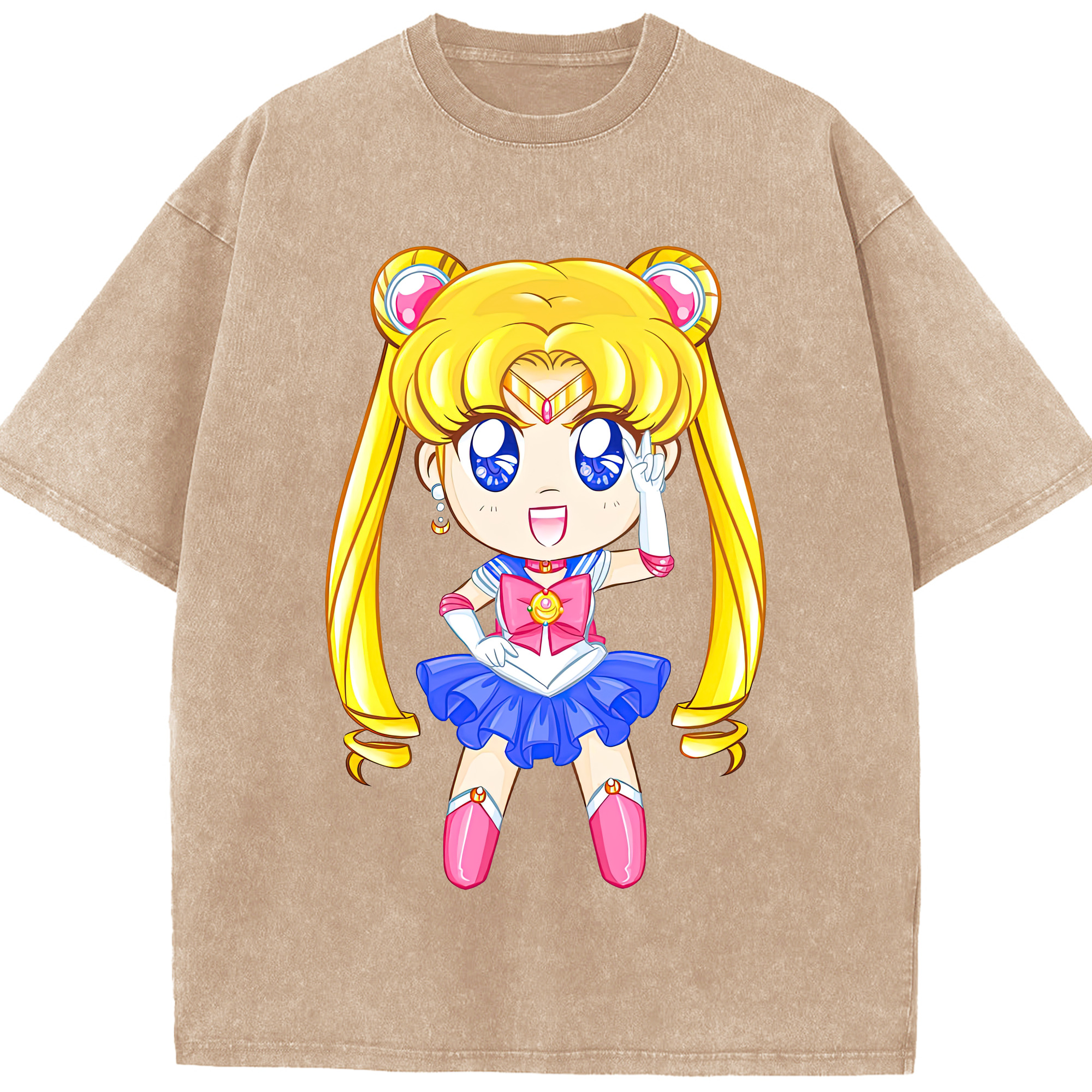 （画像用） 美少女戦士セーラームーン 月野 うさぎ つきの うさぎ Sailor Moon Tsukino Usagi 綿100% ヴィンテージ風 半袖Tシャツ（フロントプリント）