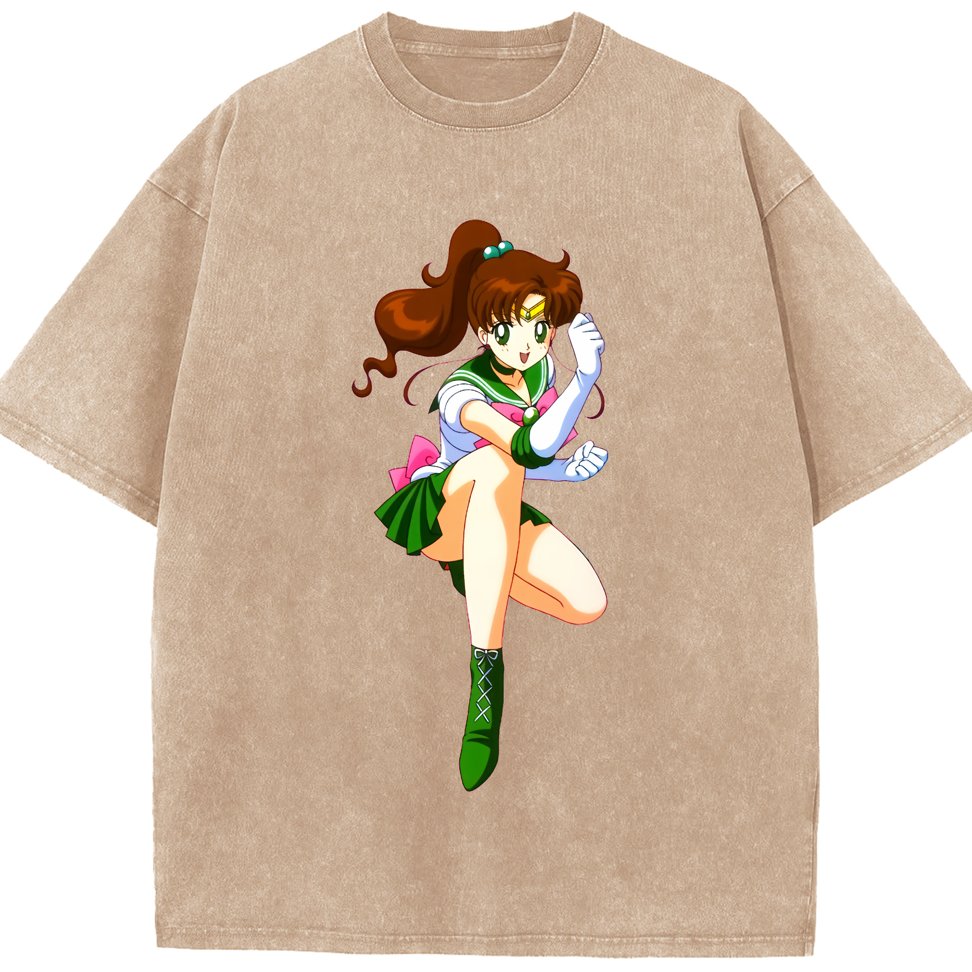 （画像用） 美少女戦士セーラームーン 木野 まこと きの まこと Sailor Moon Kino Makoto （セーラージュピター；Sailor Jupiter） 綿100% ヴィンテージ風 半袖Tシャツ（フロントプリント）