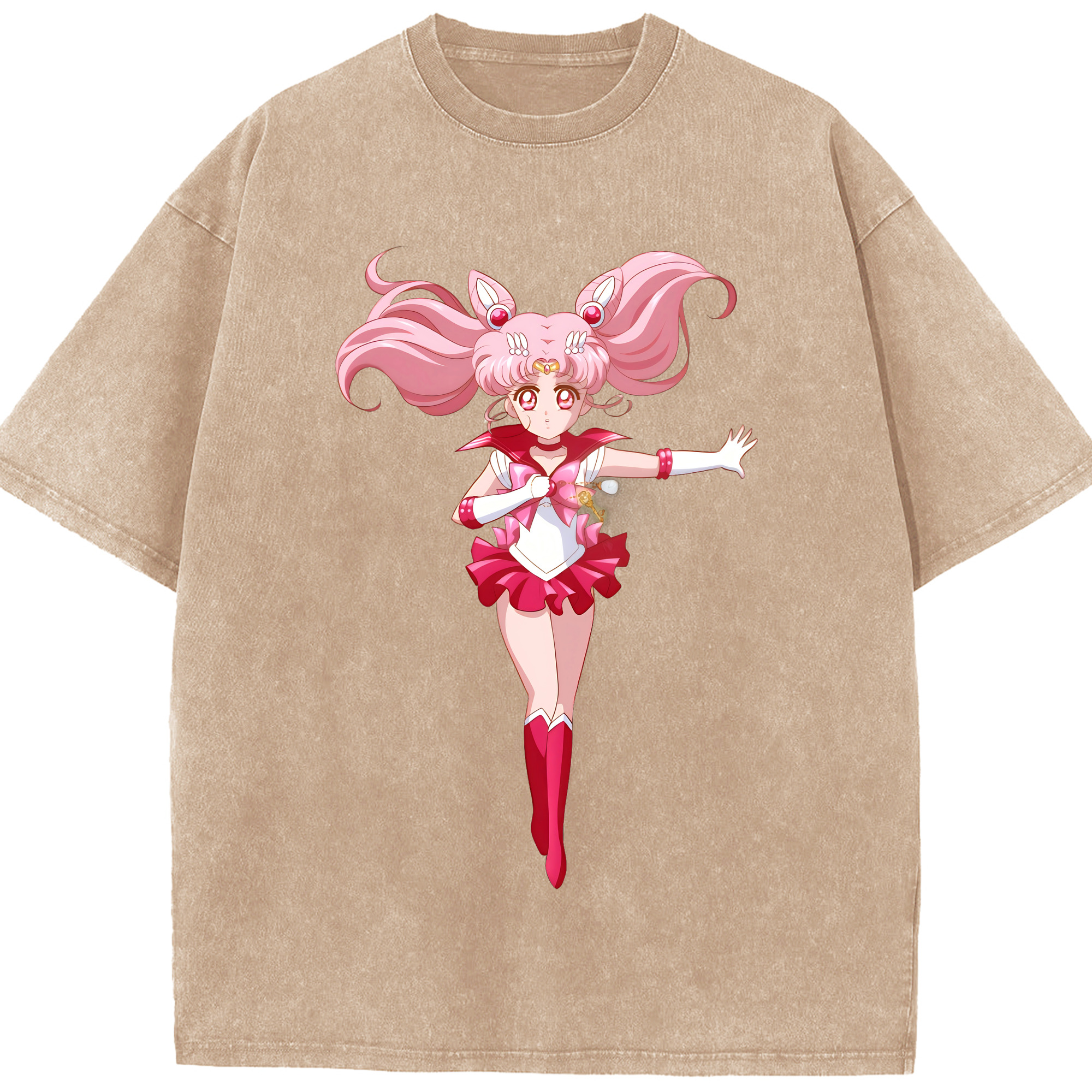 （画像用） 美少女戦士セーラームーン ちびうさ Sailor Moon Chibiusa Tsukino Usagi Small Lady Serenity 綿100% ヴィンテージ風 半袖Tシャツ（フロントプリント）