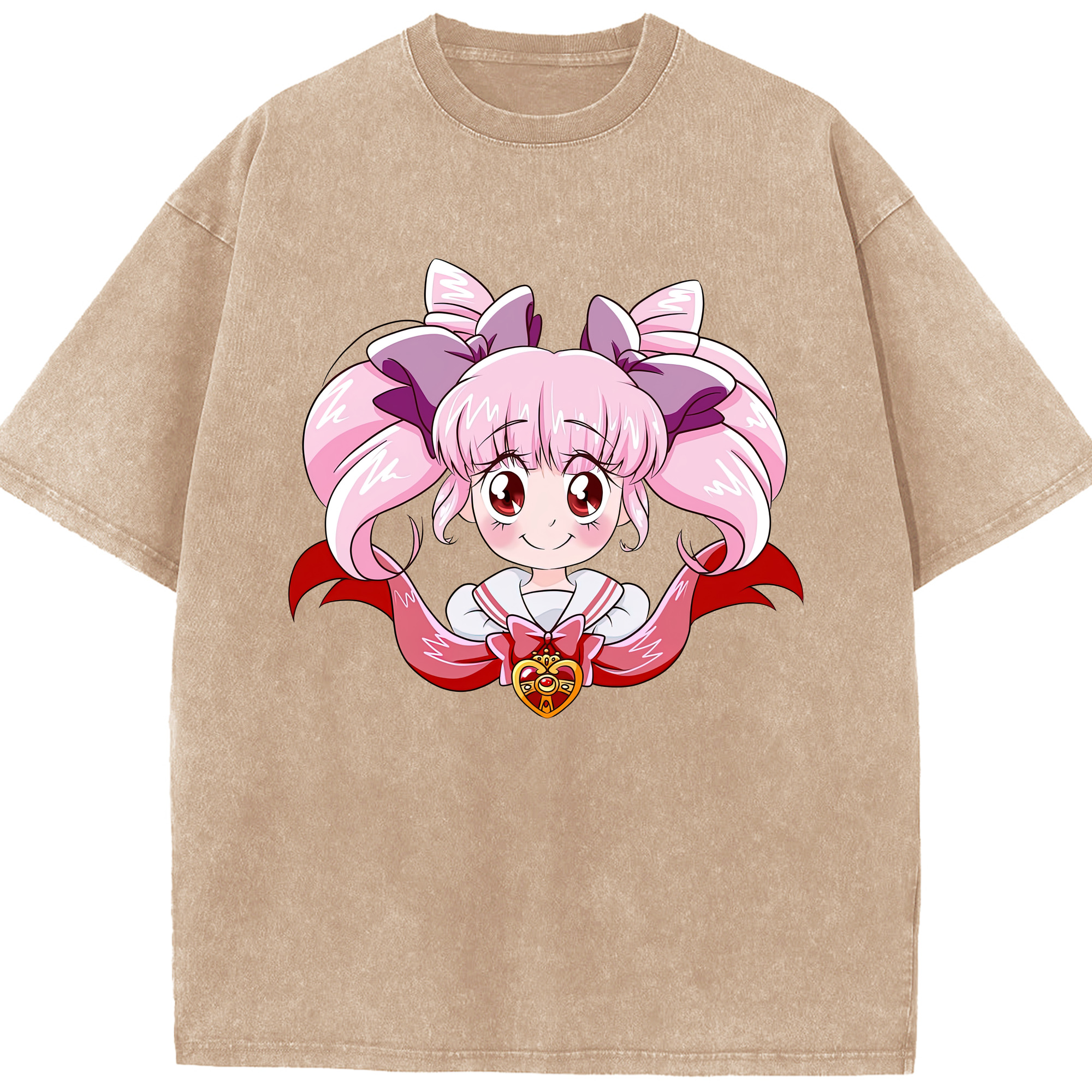 （画像用） 美少女戦士セーラームーン ちびうさ Sailor Moon Chibiusa Tsukino Usagi Small Lady Serenity 綿100% ヴィンテージ風 半袖Tシャツ（フロントプリント）
