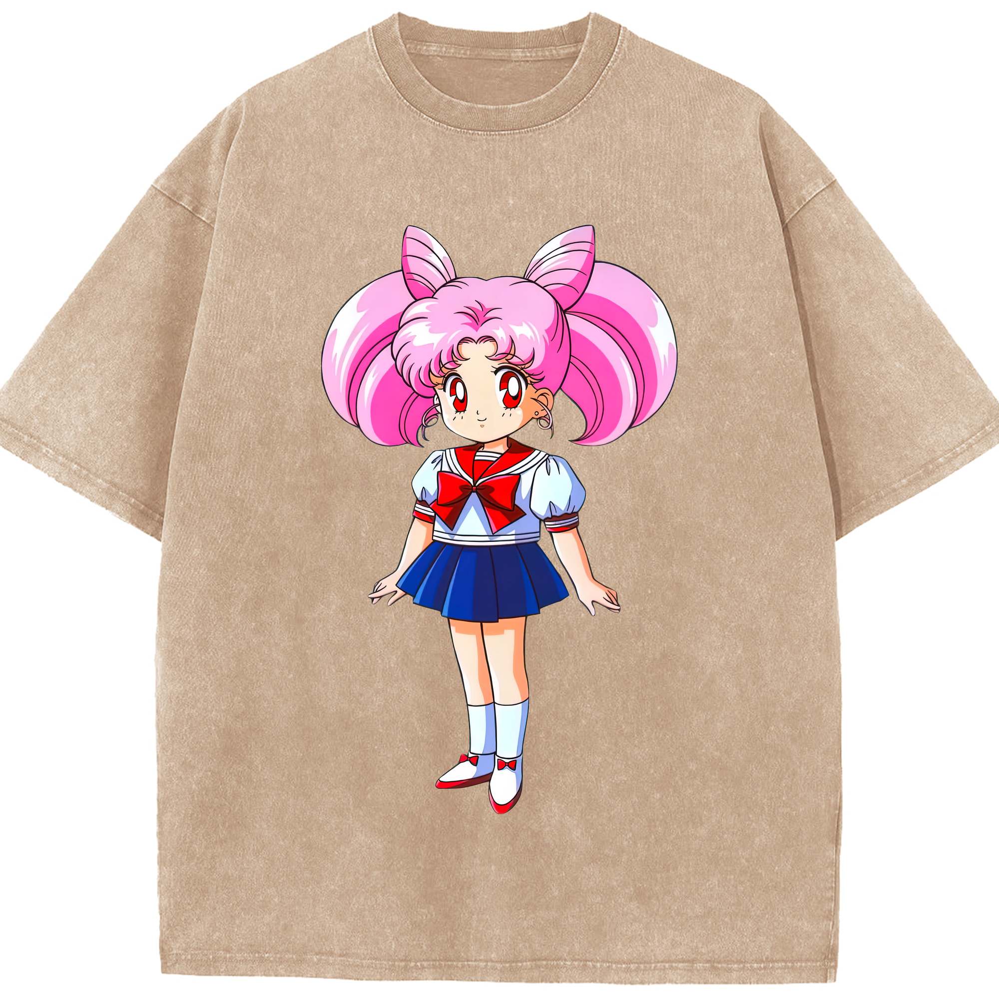 （画像用） 美少女戦士セーラームーン ちびうさ Sailor Moon Chibiusa Tsukino Usagi Small Lady Serenity 綿100% ヴィンテージ風 半袖Tシャツ（フロントプリント）