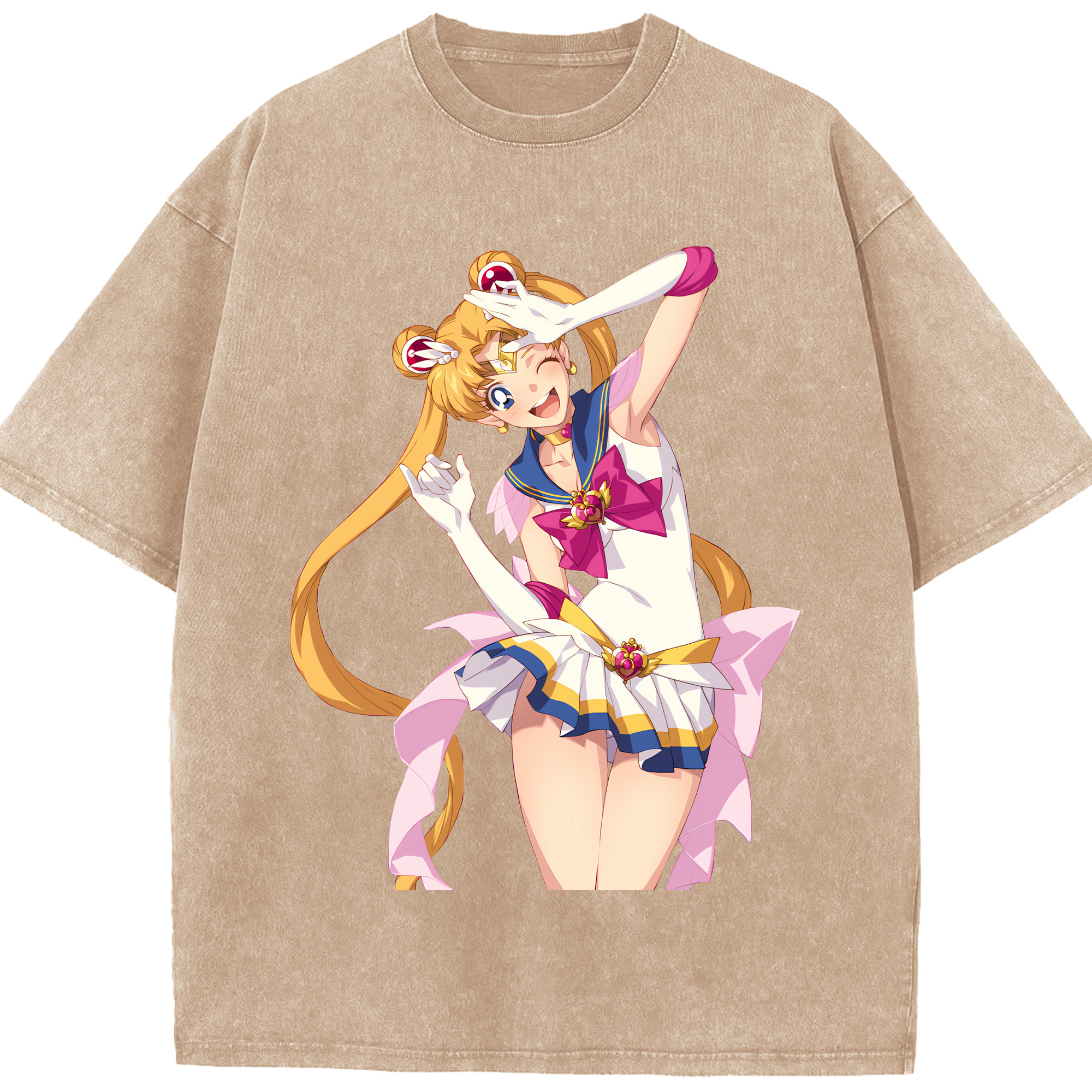 （画像用） 美少女戦士セーラームーン 月野 うさぎ つきの うさぎ Sailor Moon Tsukino Usagi 綿100% ヴィンテージ風 半袖Tシャツ（フロントプリント）