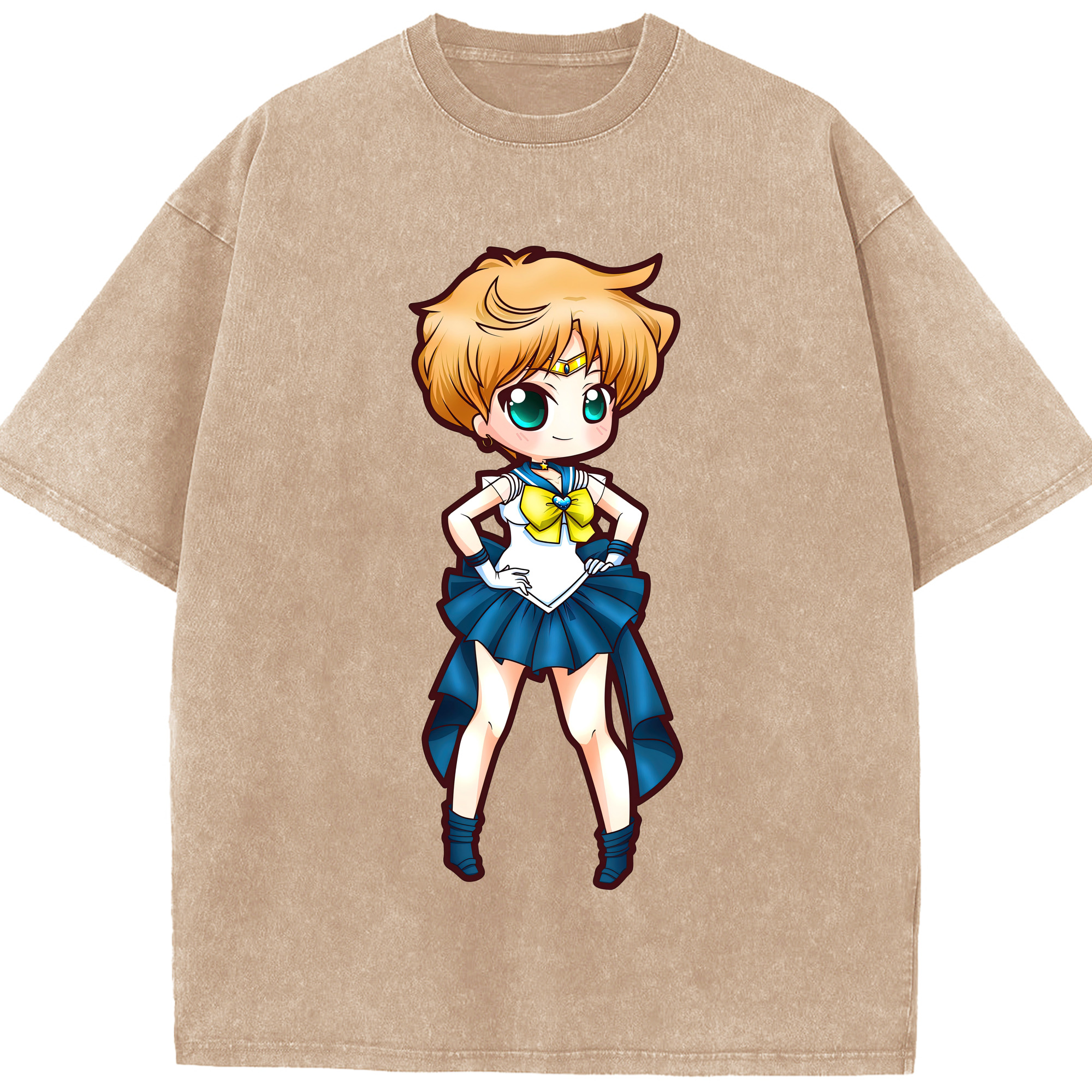 （画像用） 美少女戦士セーラームーン 天王はるか Sailor Moon Tenoh Haruka 綿100% ヴィンテージ風 半袖Tシャツ（フロントプリント）