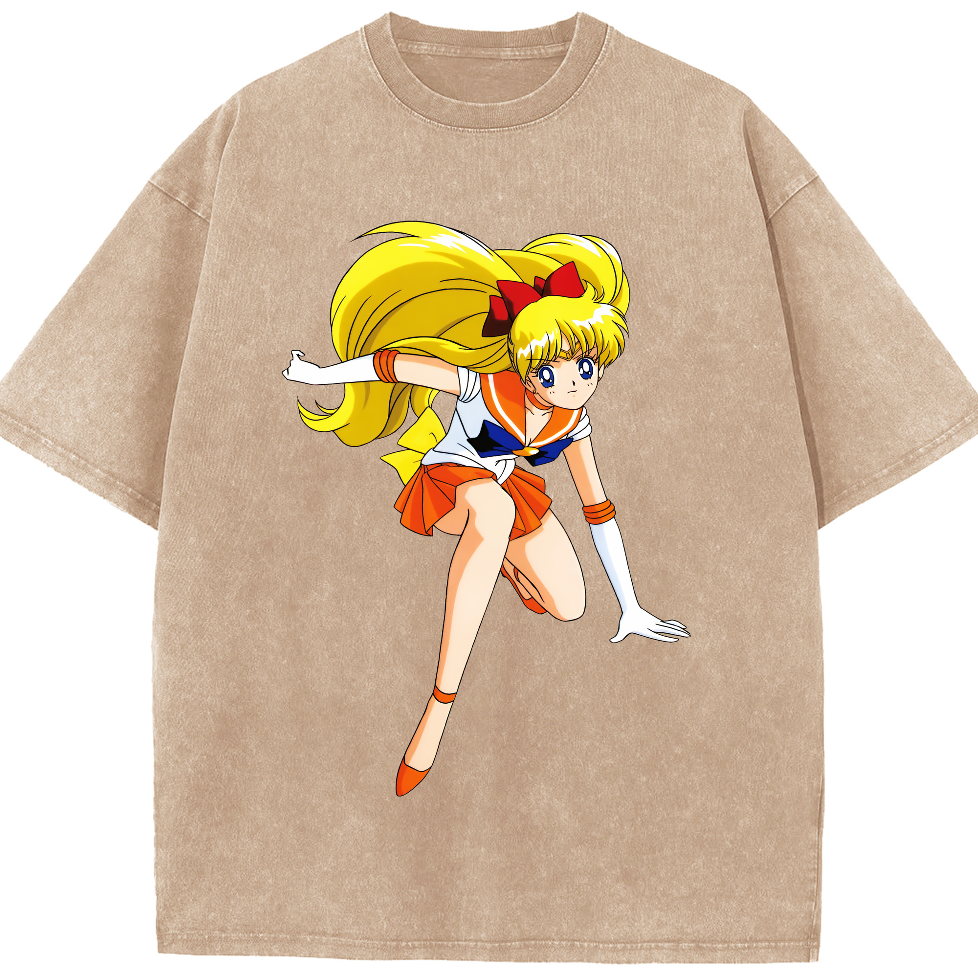 （画像用） 美少女戦士セーラームーン 愛野 美奈子 あいの みなこ Sailor Moon Aino Minako 綿100% ヴィンテージ風 半袖Tシャツ（フロントプリント）