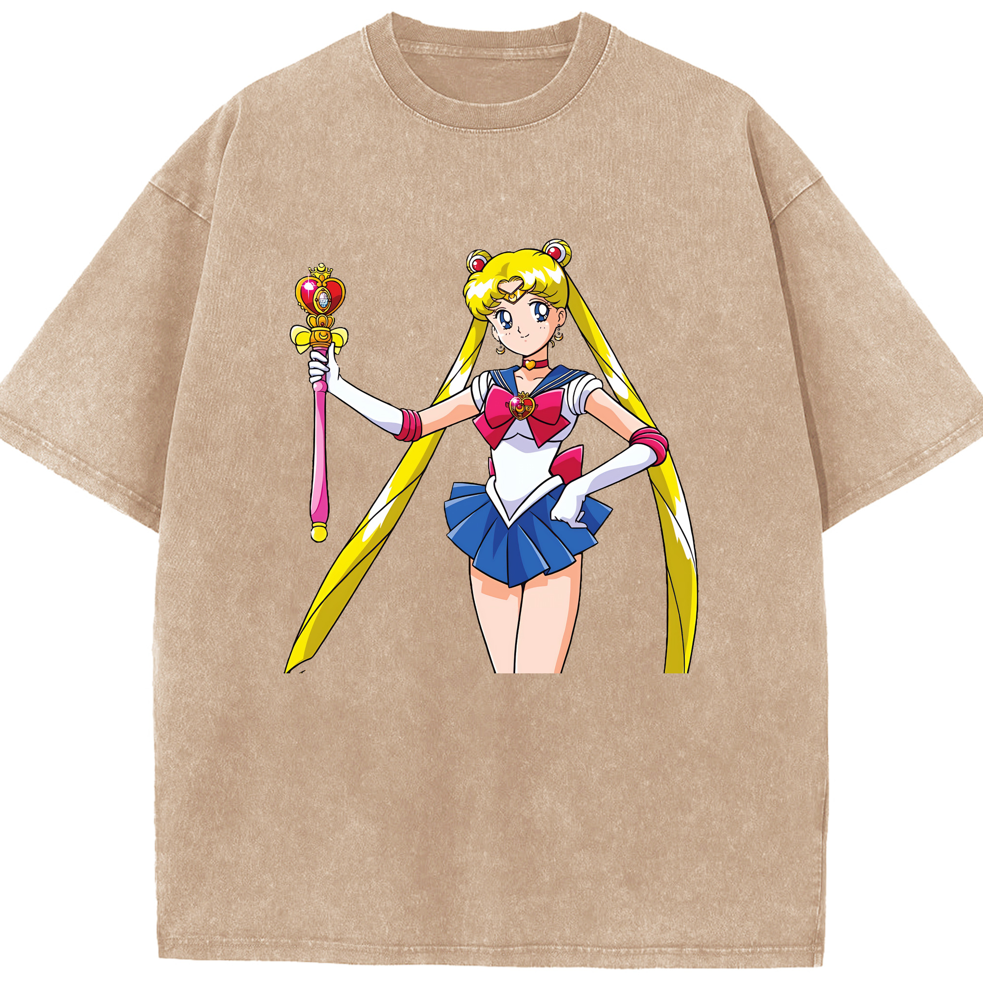 （画像用） 美少女戦士セーラームーン 月野 うさぎ つきの うさぎ Sailor Moon Tsukino Usagi 綿100% ヴィンテージ風 半袖Tシャツ（フロントプリント）