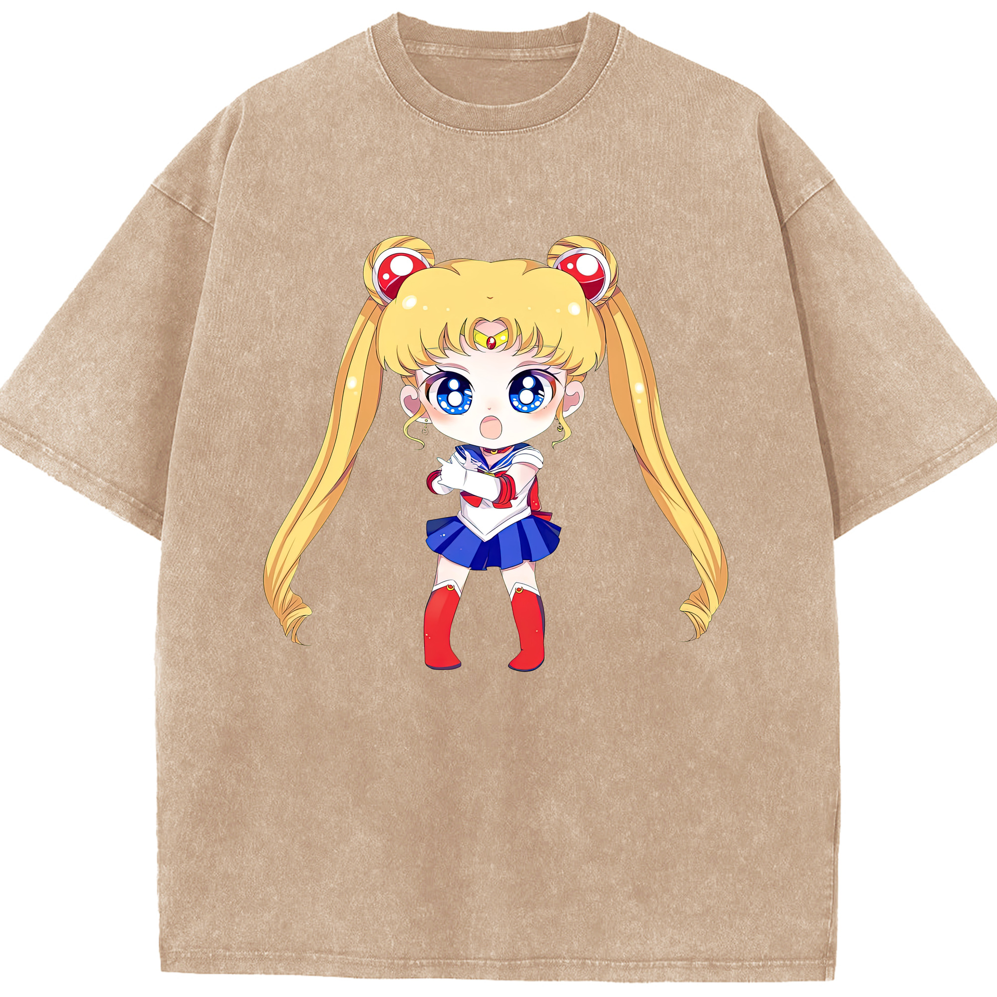 （画像用） 美少女戦士セーラームーン 月野 うさぎ つきの うさぎ Sailor Moon Tsukino Usagi 綿100% ヴィンテージ風 半袖Tシャツ（フロントプリント）