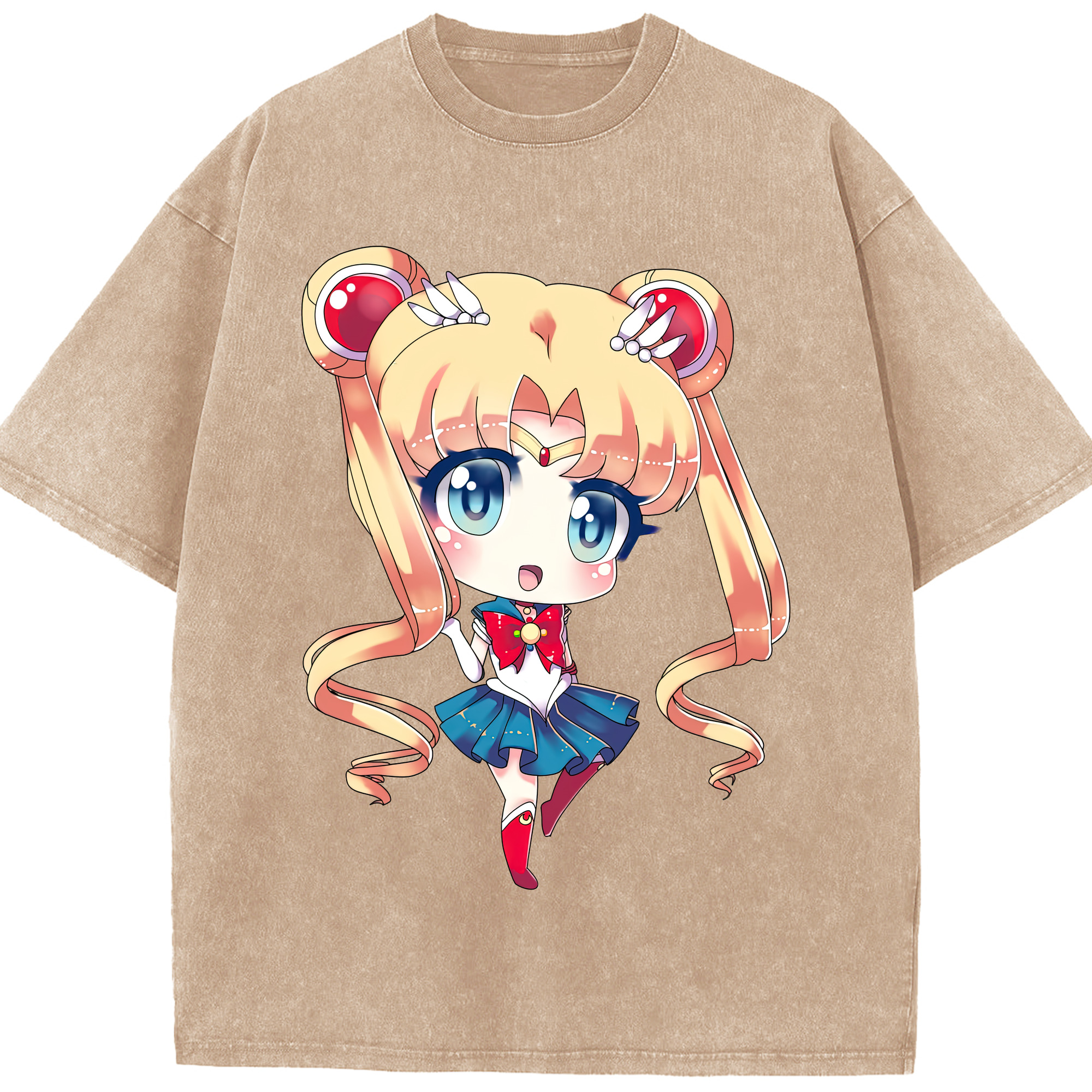 （画像用） 美少女戦士セーラームーン 月野 うさぎ つきの うさぎ Sailor Moon Tsukino Usagi 綿100% ヴィンテージ風 半袖Tシャツ（フロントプリント）