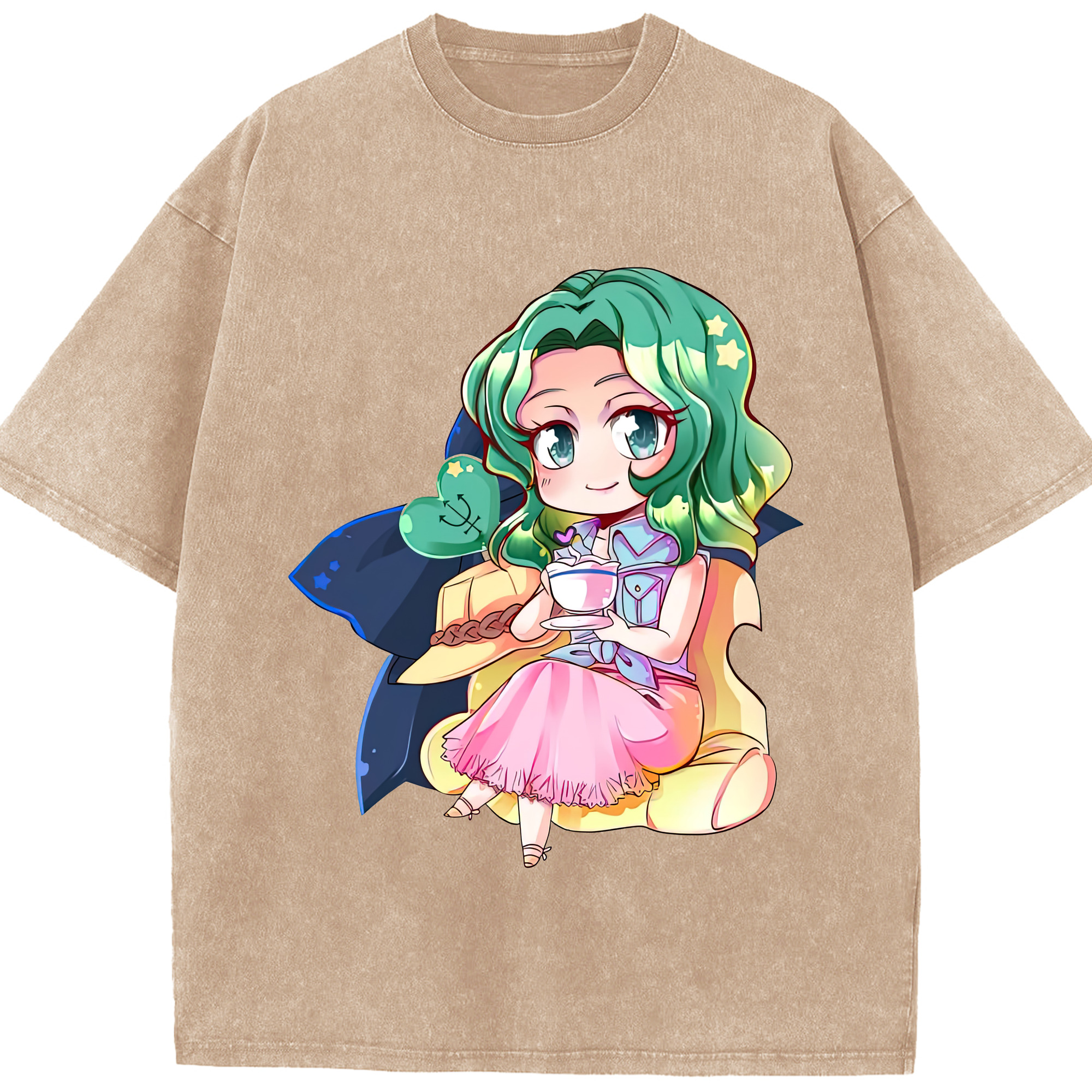 （画像用） 美少女戦士セーラームーン 海王 みちる（かいおう みちる） Sailor Moon Kaiou Michiru 綿100% ヴィンテージ風 半袖Tシャツ（フロントプリント）