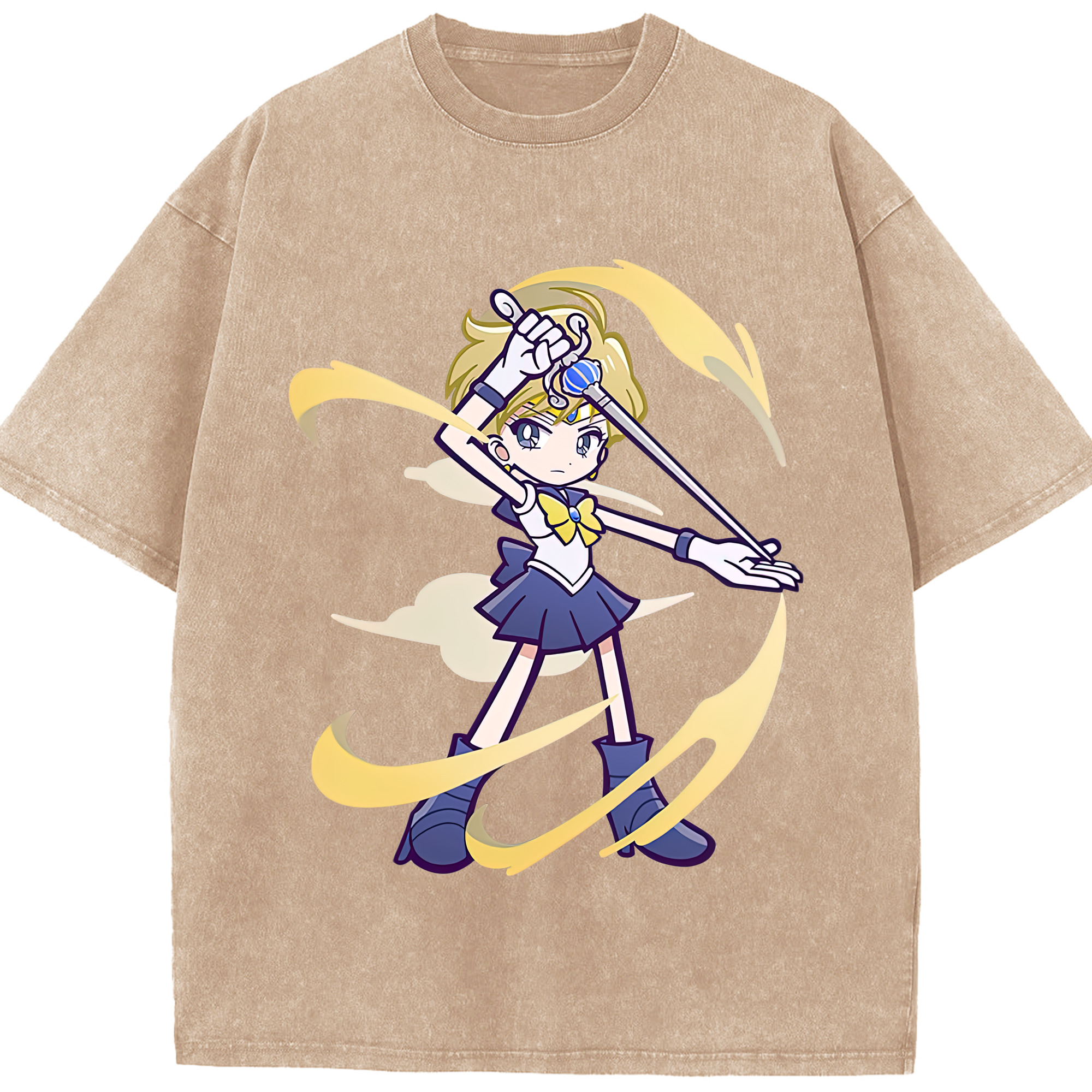 （画像用） 美少女戦士セーラームーン 天王はるか Sailor Moon Tenoh Haruka 綿100% ヴィンテージ風 半袖Tシャツ（フロントプリント）
