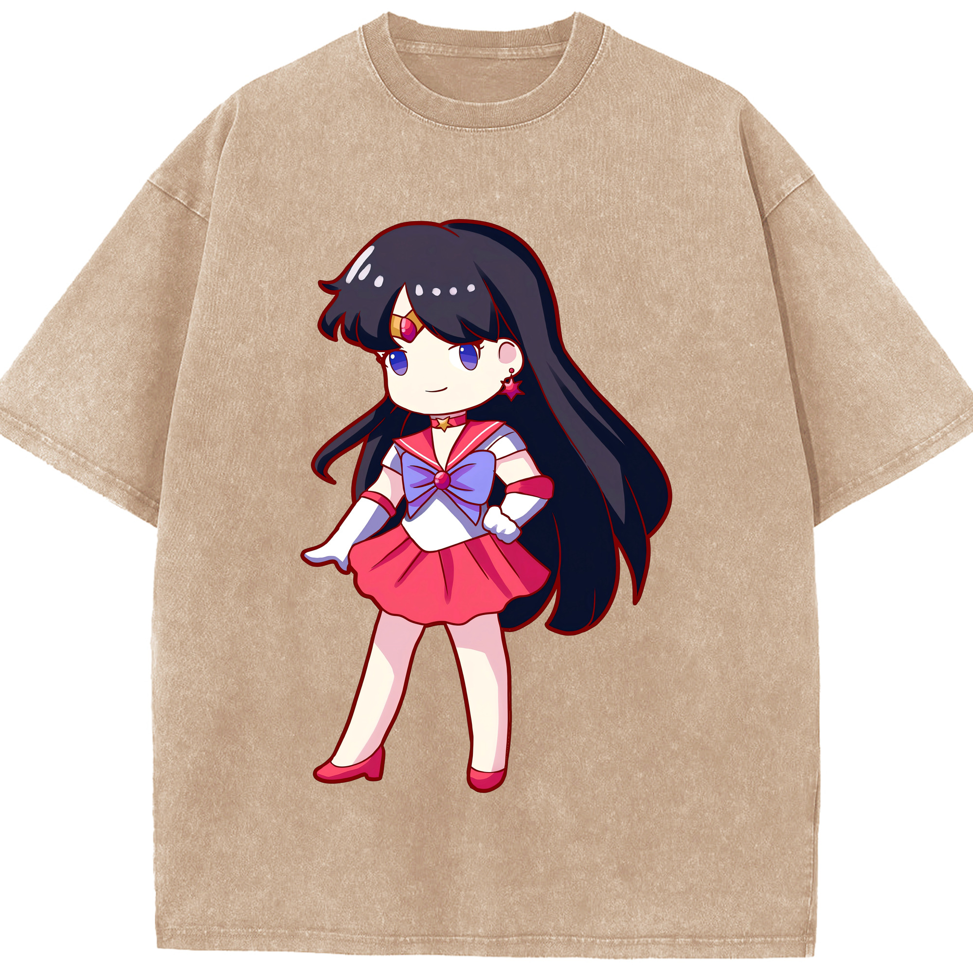 （画像用） 美少女戦士セーラームーン 火野レイ ひの レイ Sailor Moon Hino Rei （セーラーマーズ,Sailor Mars） 綿100% ヴィンテージ風 半袖Tシャツ（フロントプリント）