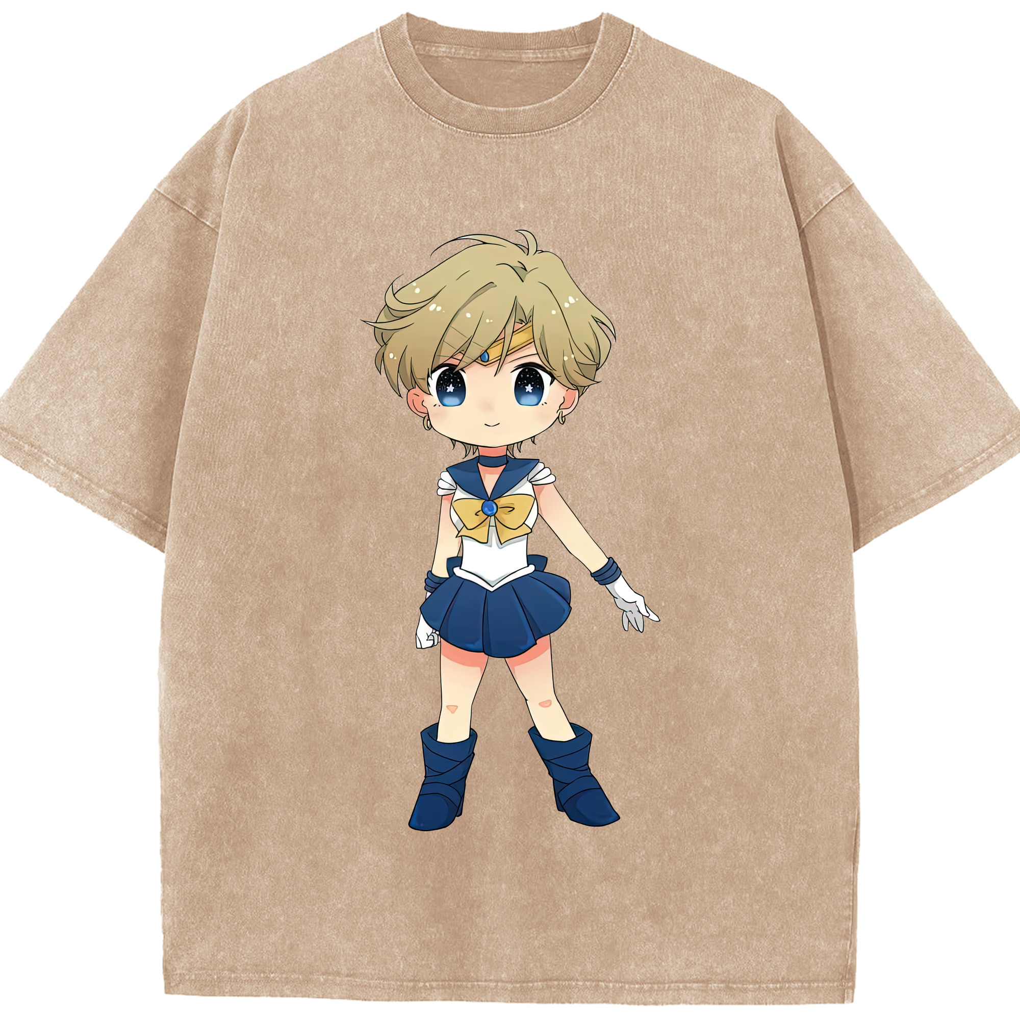 （画像用） 美少女戦士セーラームーン 天王はるか Sailor Moon Tenoh Haruka 綿100% ヴィンテージ風 半袖Tシャツ（フロントプリント）