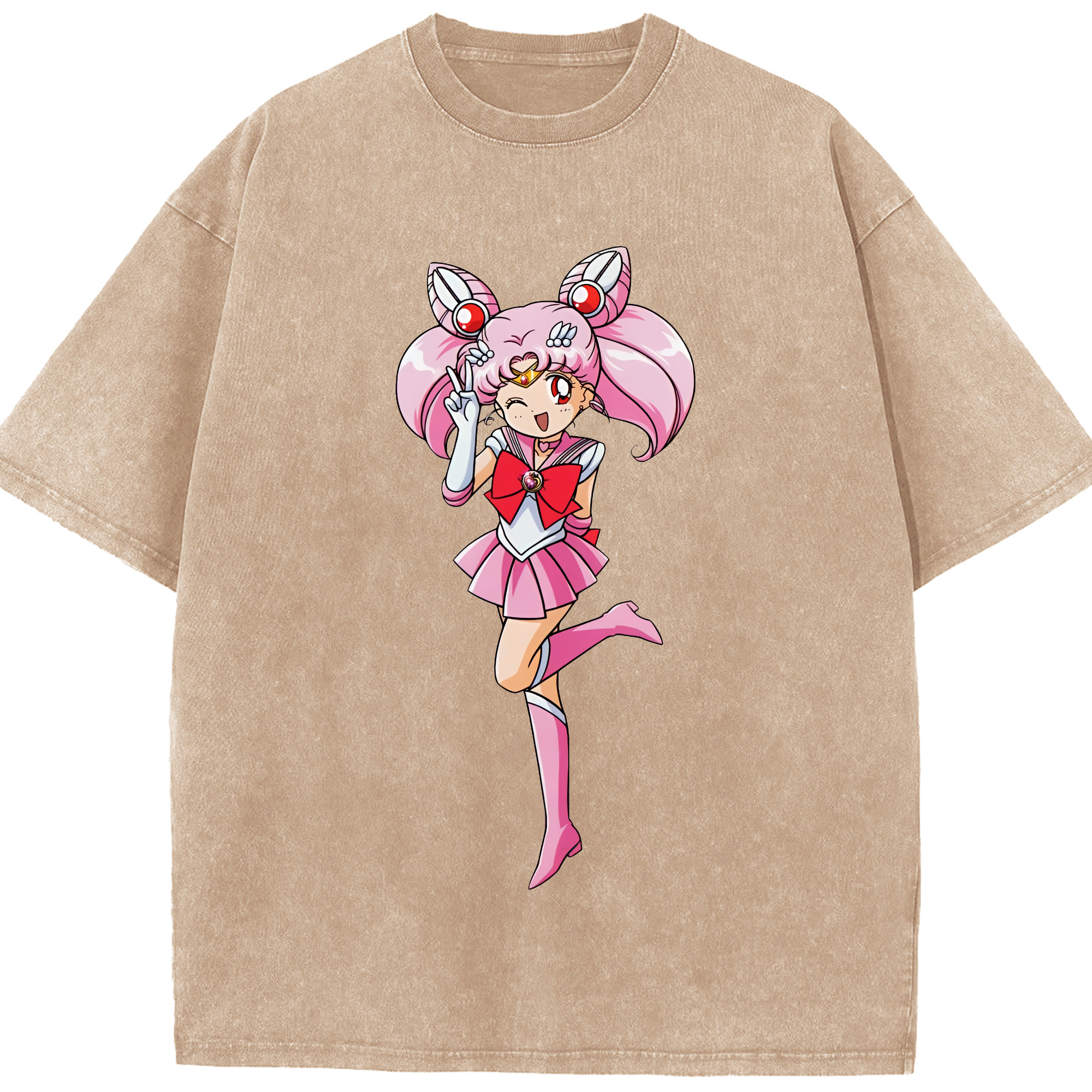 （画像用） 美少女戦士セーラームーン ちびうさ Sailor Moon Chibiusa Tsukino Usagi Small Lady Serenity 綿100% ヴィンテージ風 半袖Tシャツ（フロントプリント）
