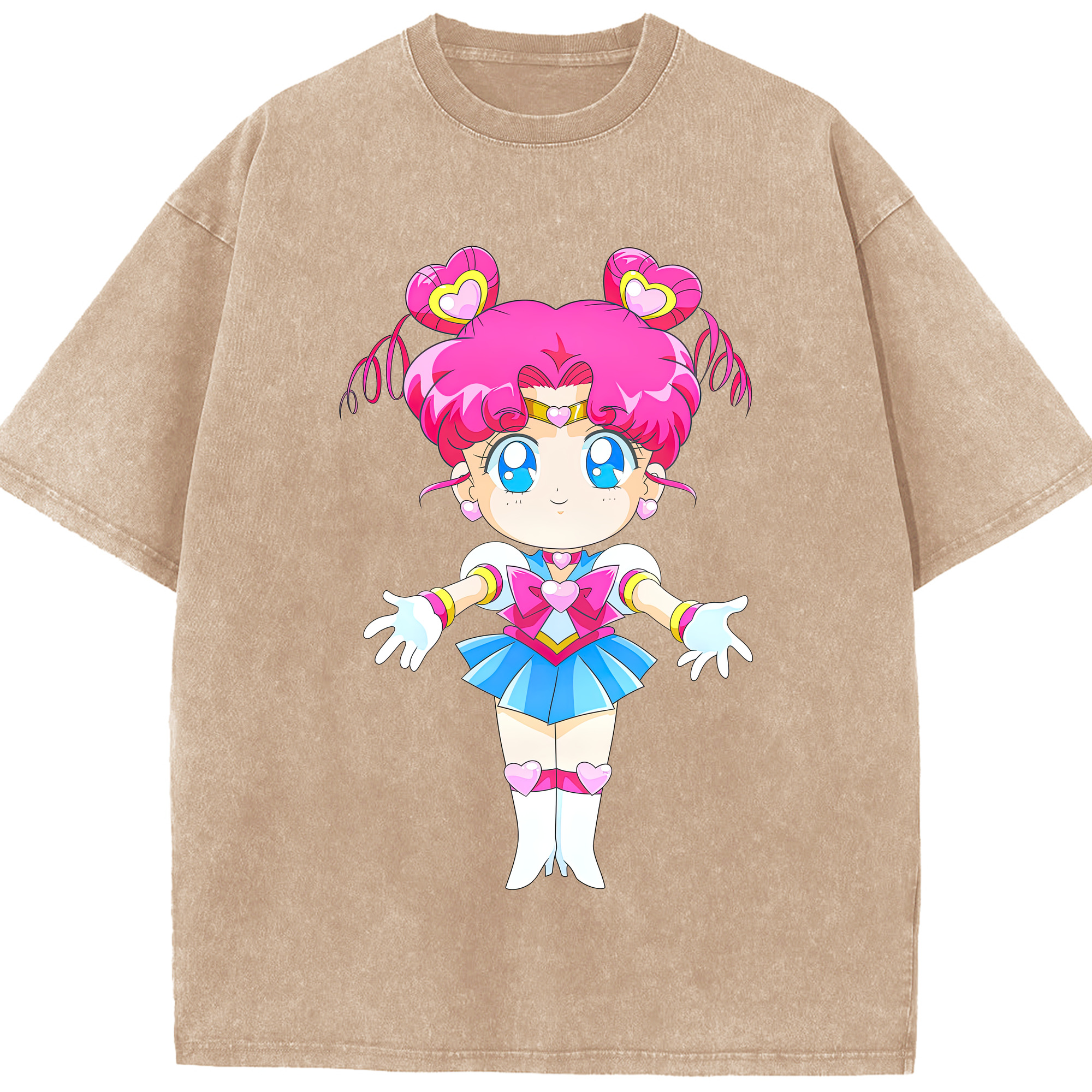（画像用） 美少女戦士セーラームーン ちびうさ Sailor Moon Chibiusa Tsukino Usagi Small Lady Serenity 綿100% ヴィンテージ風 半袖Tシャツ（フロントプリント）