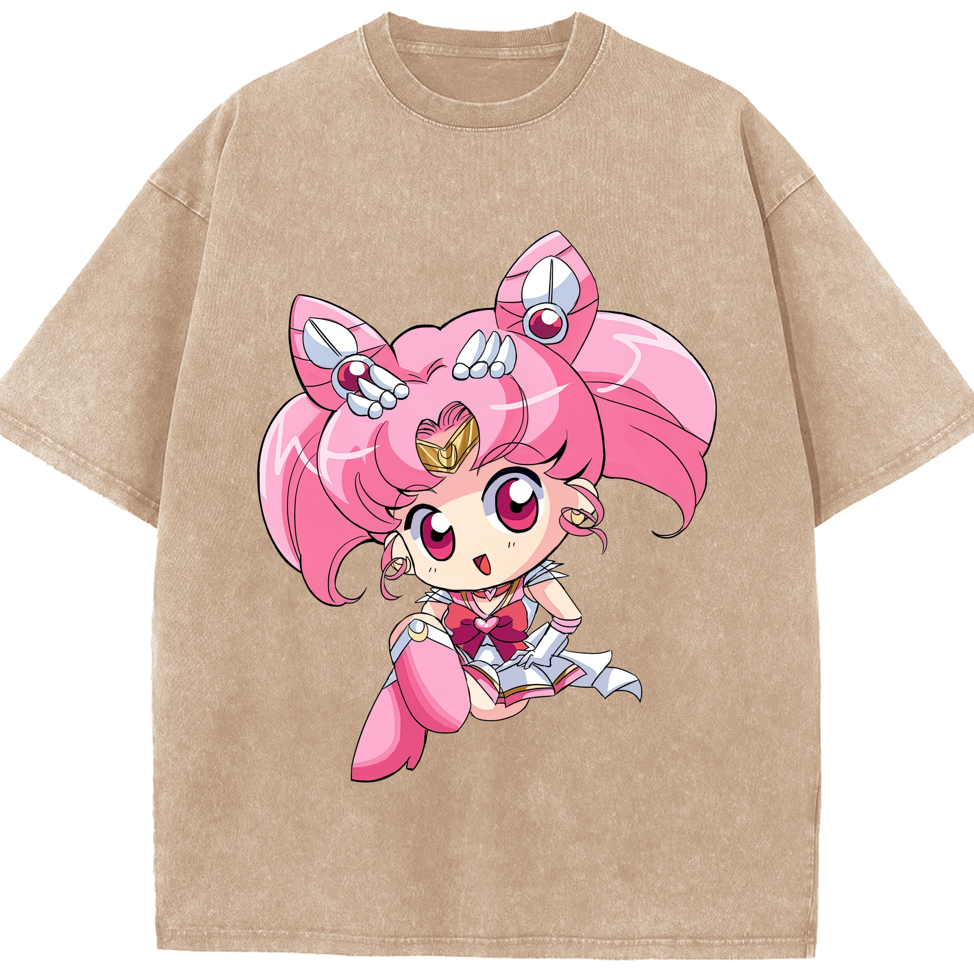 （画像用） 美少女戦士セーラームーン ちびうさ Sailor Moon Chibiusa Tsukino Usagi Small Lady Serenity 綿100% ヴィンテージ風 半袖Tシャツ（フロントプリント）