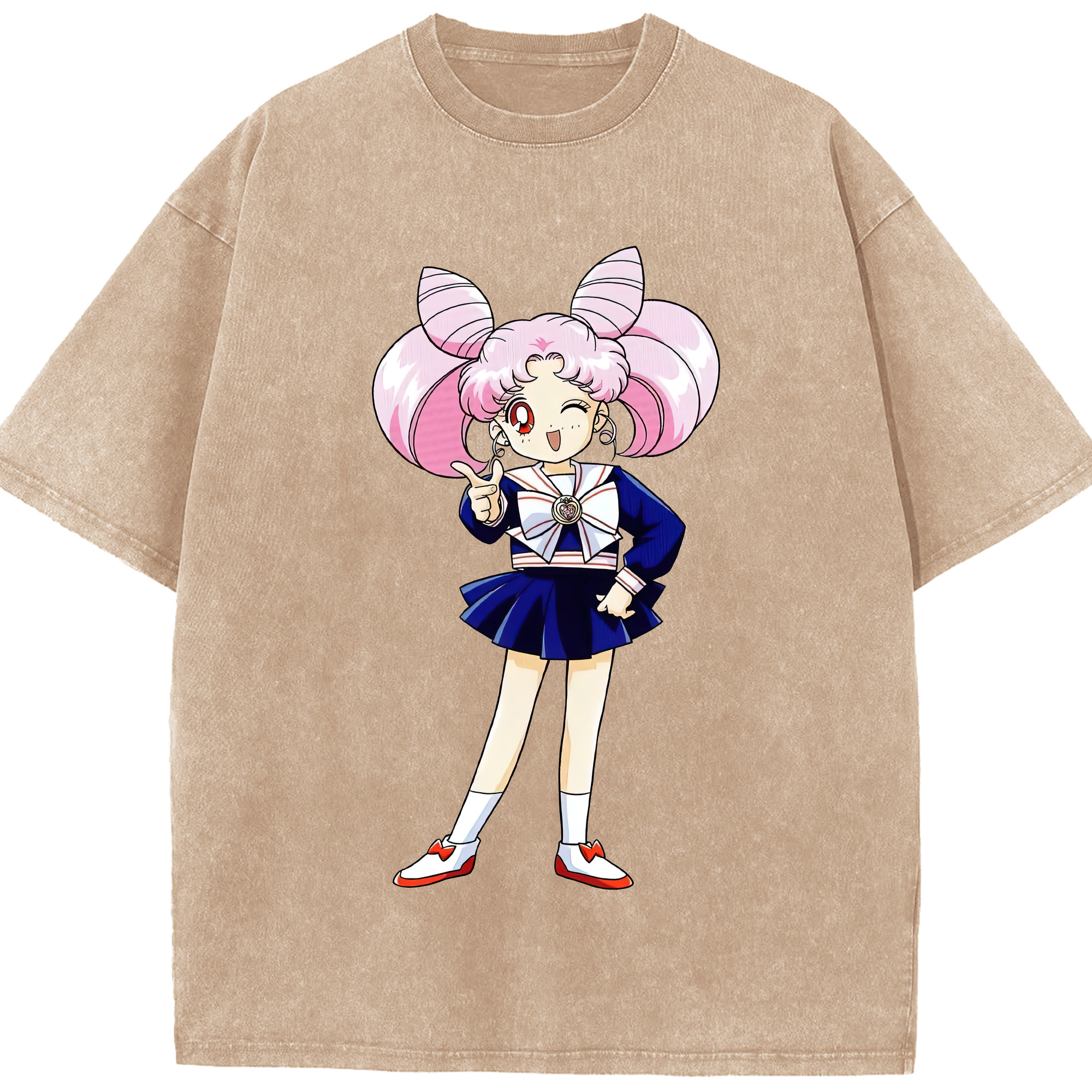 （画像用） 美少女戦士セーラームーン ちびうさ Sailor Moon Chibiusa Tsukino Usagi Small Lady Serenity 綿100% ヴィンテージ風 半袖Tシャツ（フロントプリント）
