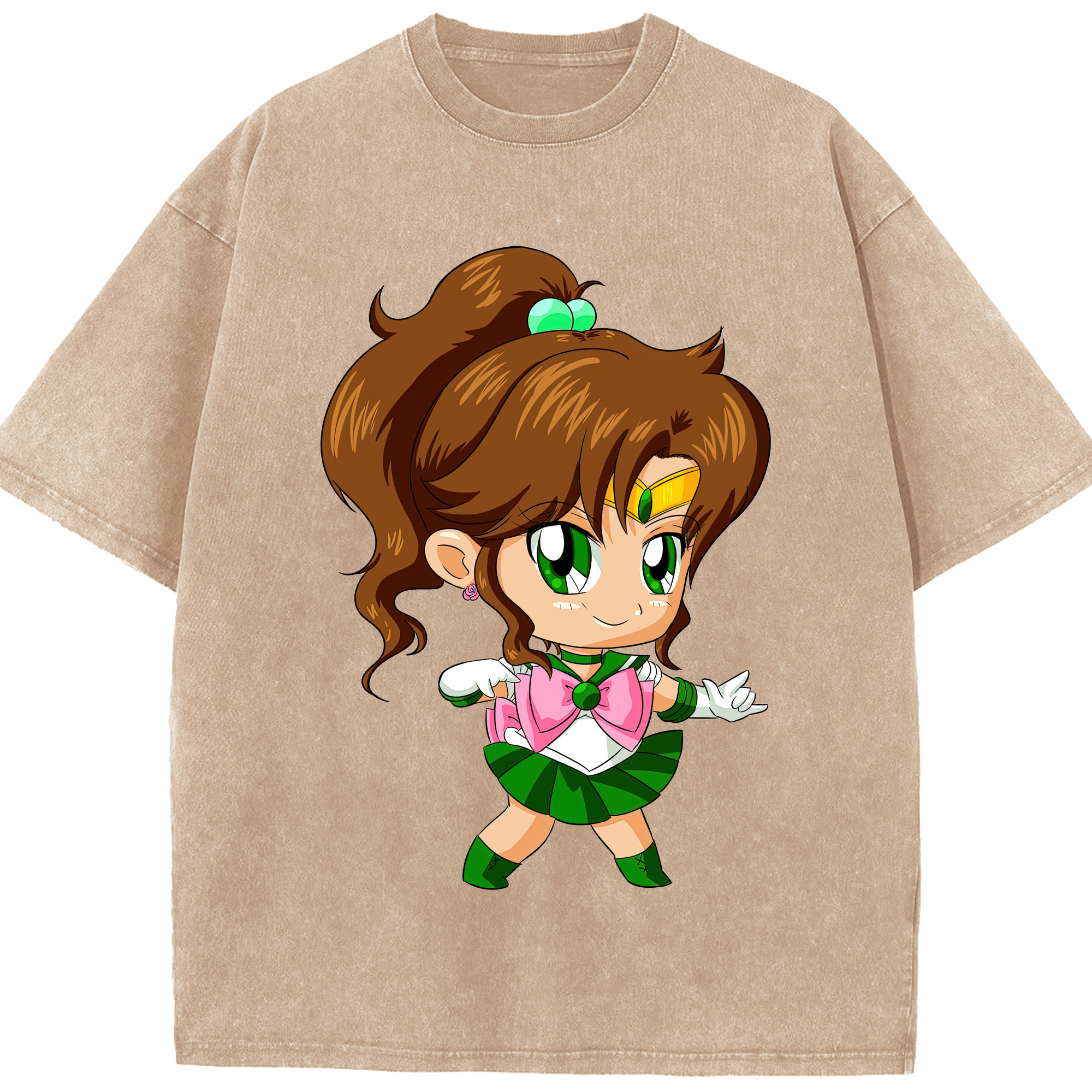（画像用） 美少女戦士セーラームーン 木野 まこと きの まこと Sailor Moon Kino Makoto （セーラージュピター；Sailor Jupiter） 綿100% ヴィンテージ風 半袖Tシャツ（フロントプリント）