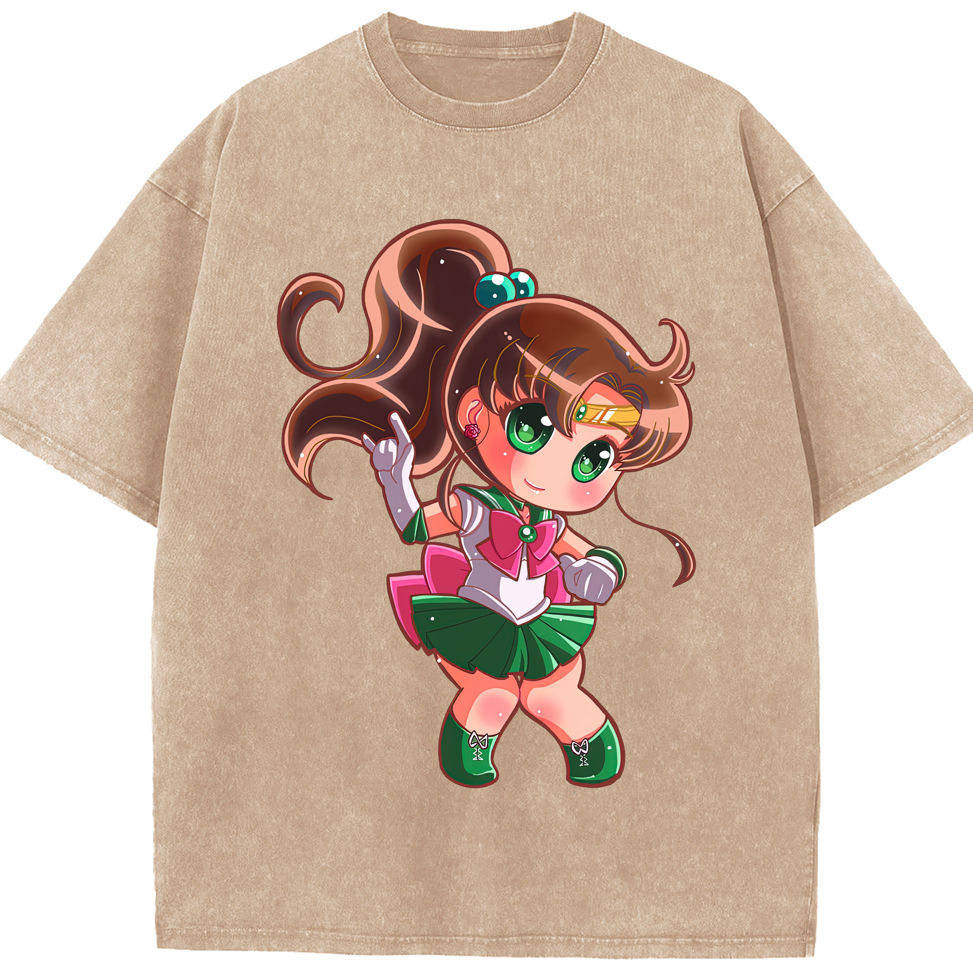 （画像用） 美少女戦士セーラームーン 木野 まこと きの まこと Sailor Moon Kino Makoto （セーラージュピター；Sailor Jupiter） 綿100% ヴィンテージ風 半袖Tシャツ（フロントプリント）