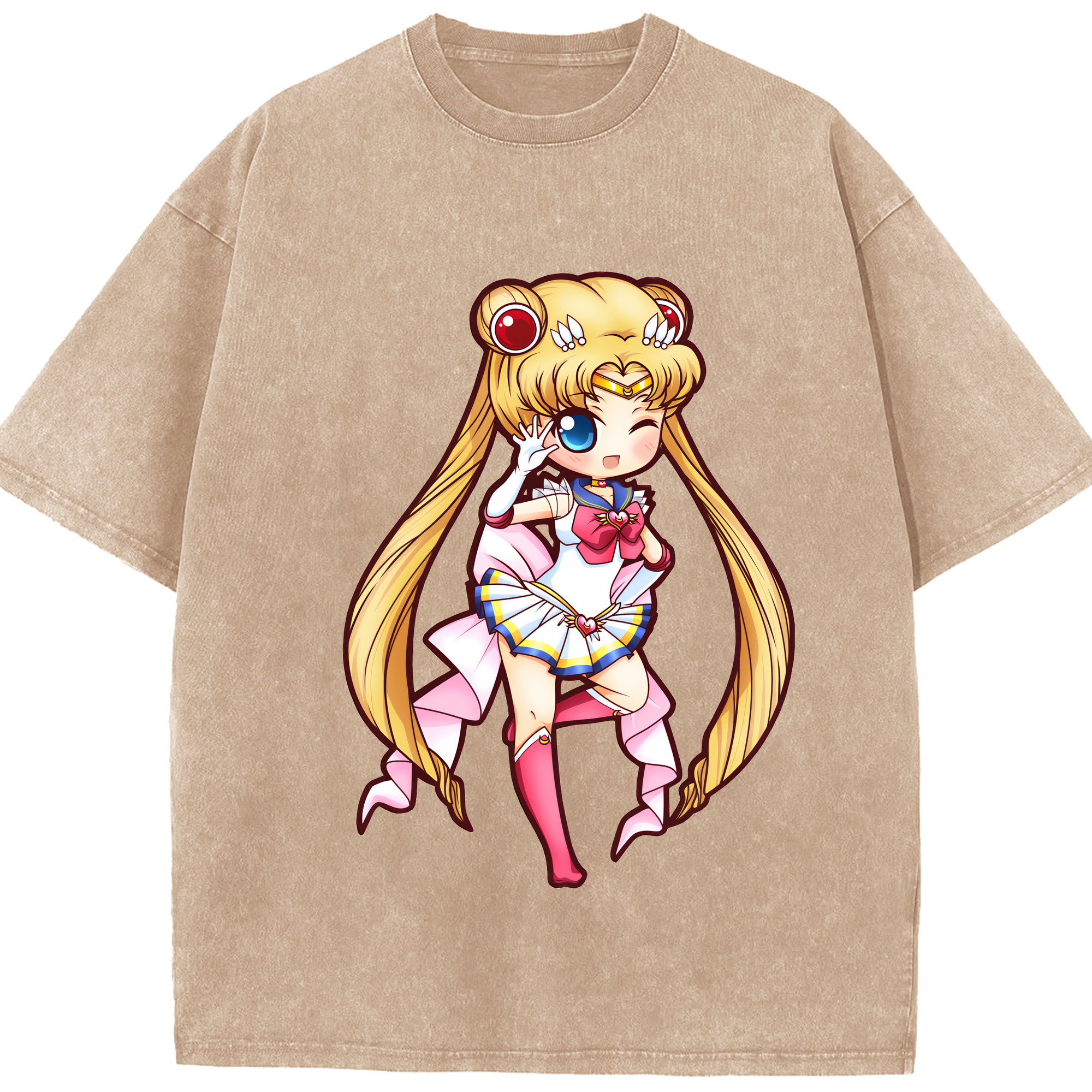 （画像用） 美少女戦士セーラームーン 月野 うさぎ つきの うさぎ Sailor Moon Tsukino Usagi 綿100% ヴィンテージ風 半袖Tシャツ（フロントプリント）
