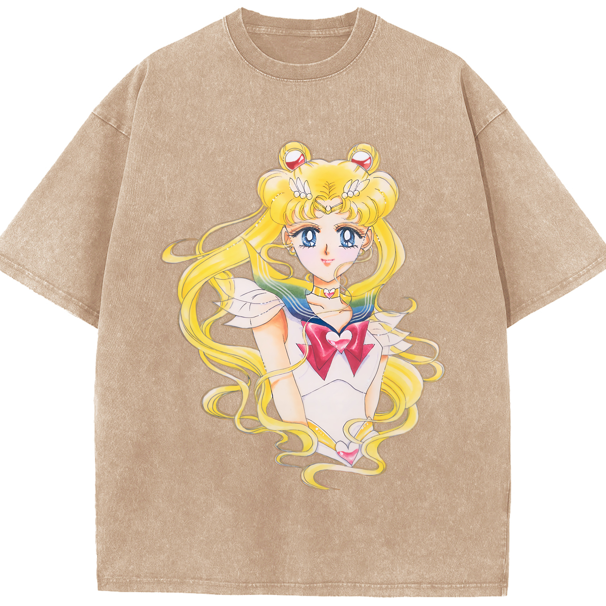 （画像用） 美少女戦士セーラームーン 月野 うさぎ つきの うさぎ Sailor Moon Tsukino Usagi 綿100% ヴィンテージ風 半袖Tシャツ（フロントプリント）