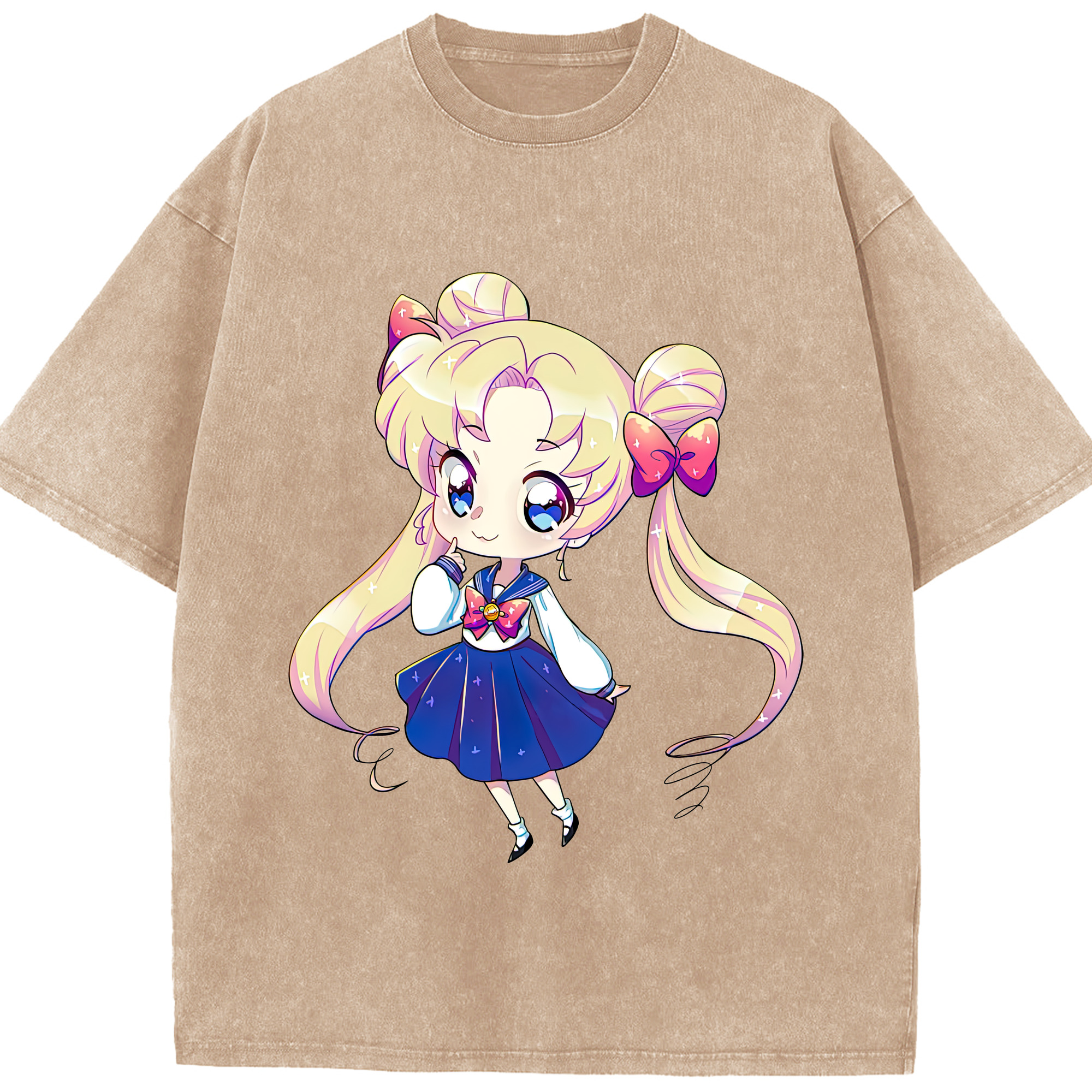 （画像用） 美少女戦士セーラームーン 月野 うさぎ つきの うさぎ Sailor Moon Tsukino Usagi 綿100% ヴィンテージ風 半袖Tシャツ（フロントプリント）