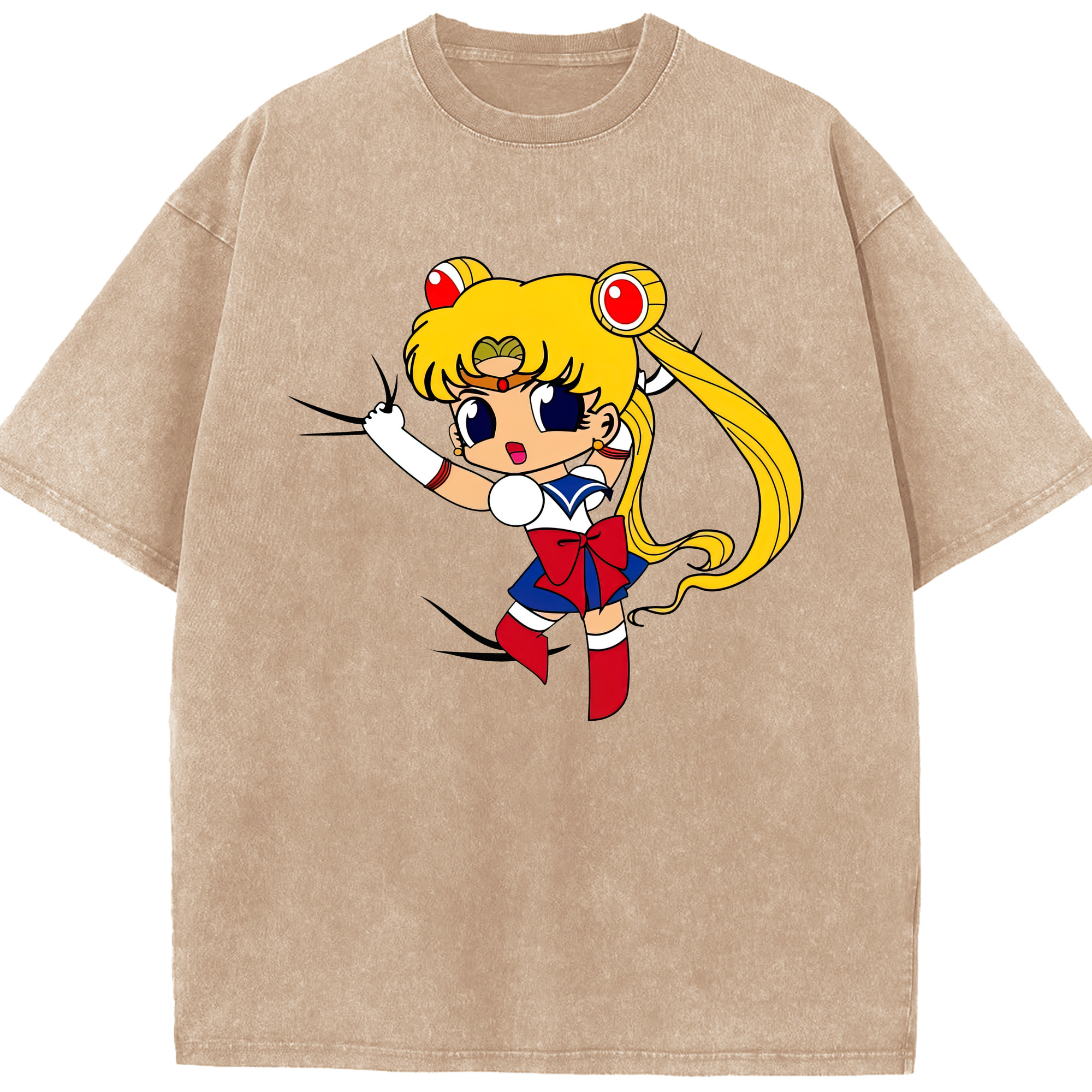 （画像用） 美少女戦士セーラームーン 月野 うさぎ つきの うさぎ Sailor Moon Tsukino Usagi 綿100% ヴィンテージ風 半袖Tシャツ（フロントプリント）